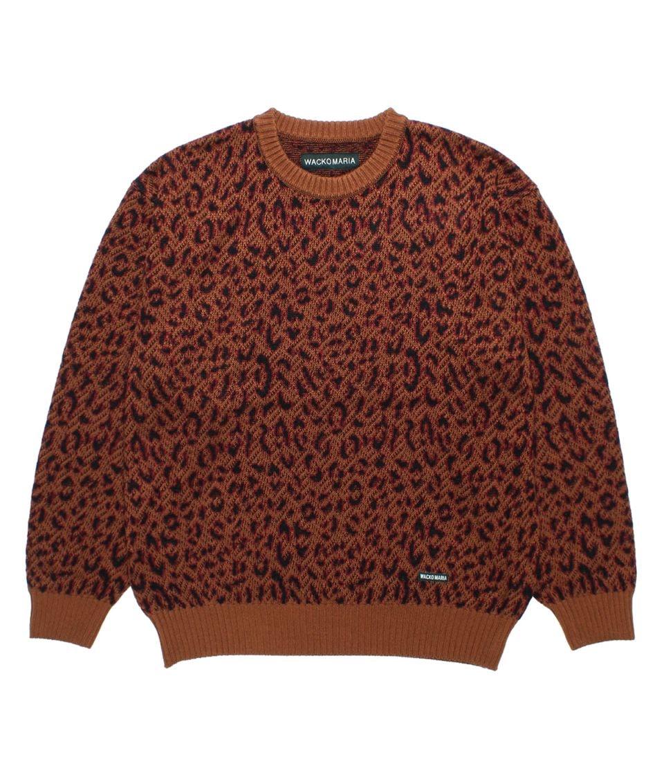 トップス WACKOMARIA LEOPARD JACQUARD SWEATER 23SS LEOPARD JACQUARD KNIT SWEATER【BROWN】｜WACKO MARIA｜MELTING POT