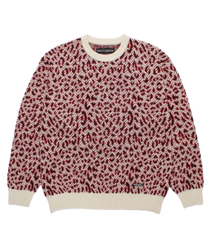 LEOPARD JACQUARD KNIT SWEATER【WHITE】｜WACKO MARIA｜MELTING POT