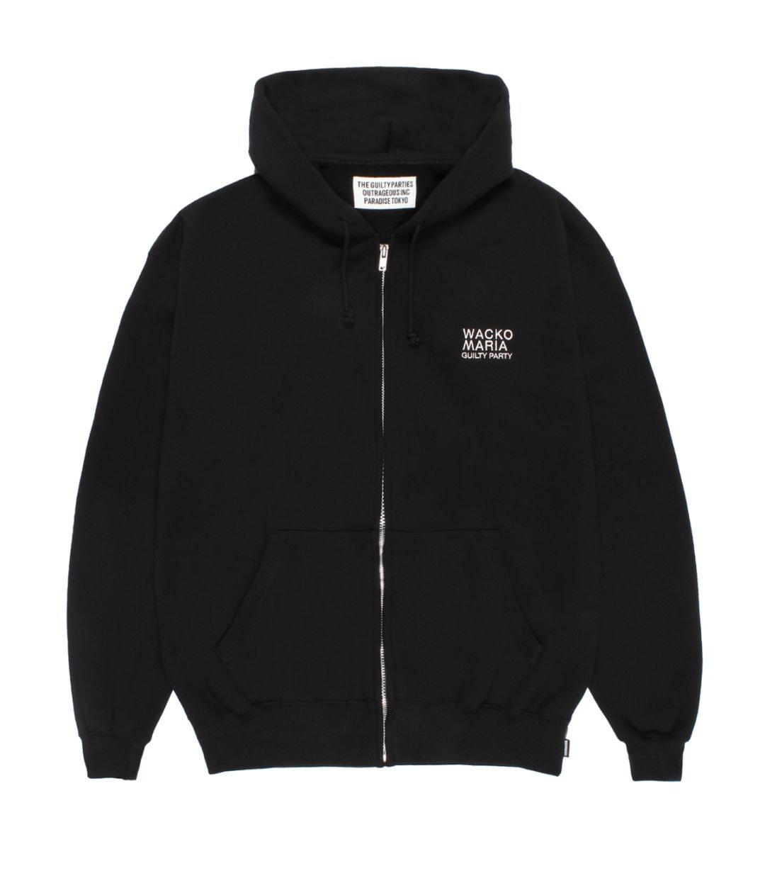 MIDDLE WEIGHT ZIP UP HOODED SWEAT SHIRT【BLACK】｜WACKO MARIA