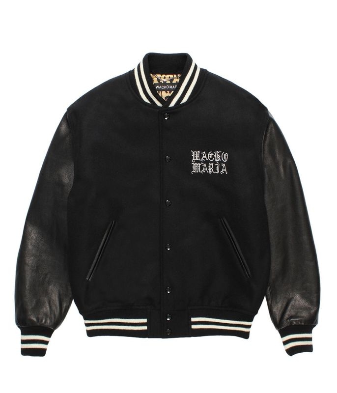 LEATHER VARSITY JACKET (TYPE-3)【BLACK-BLACK】