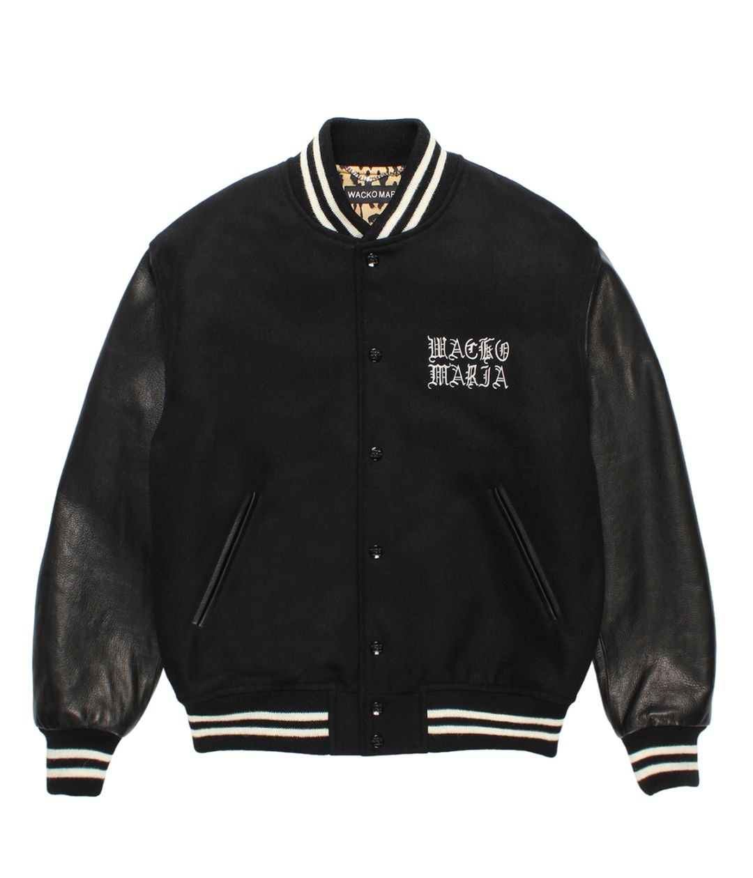 LEATHER VARSITY JACKET (TYPE-3)【BLACK-BLACK】｜WACKO MARIA
