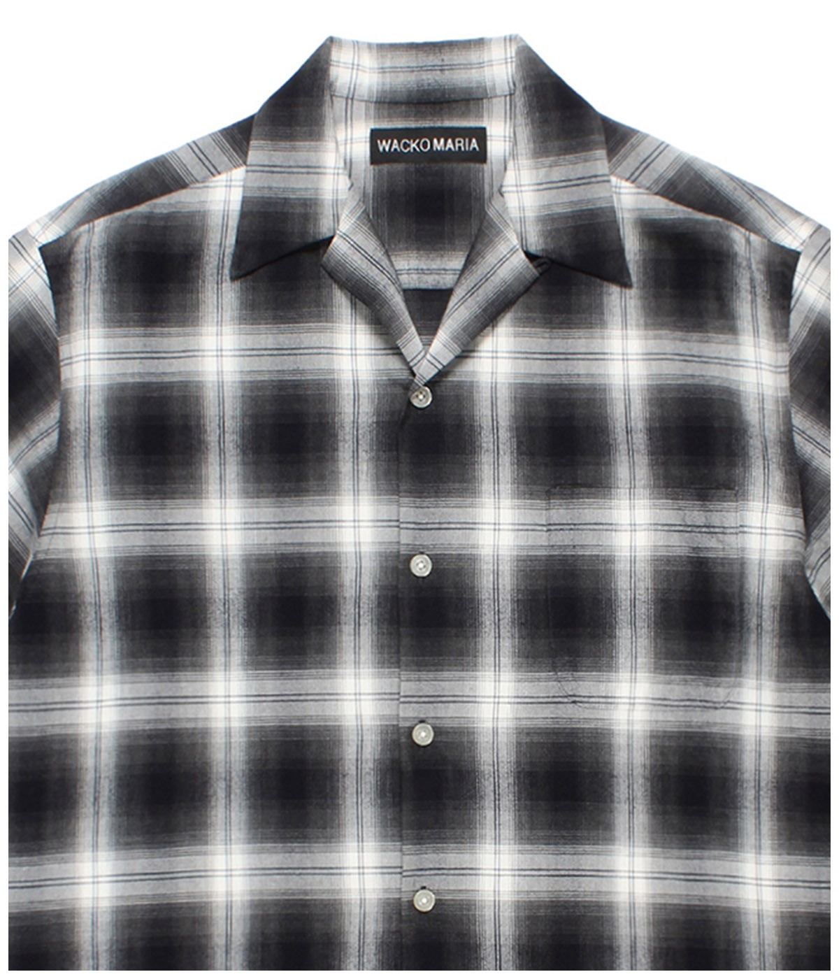 OMBRE CHECK OPEN COLLAR SHIRT (TYPE-2)【GRAY】