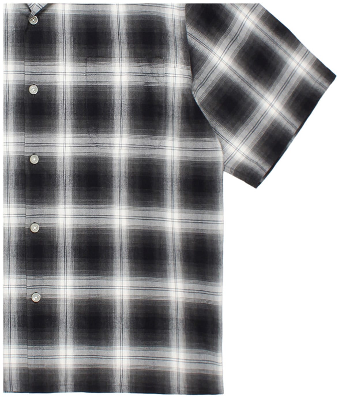 OMBRE CHECK OPEN COLLAR SHIRT (TYPE-2)【GRAY】