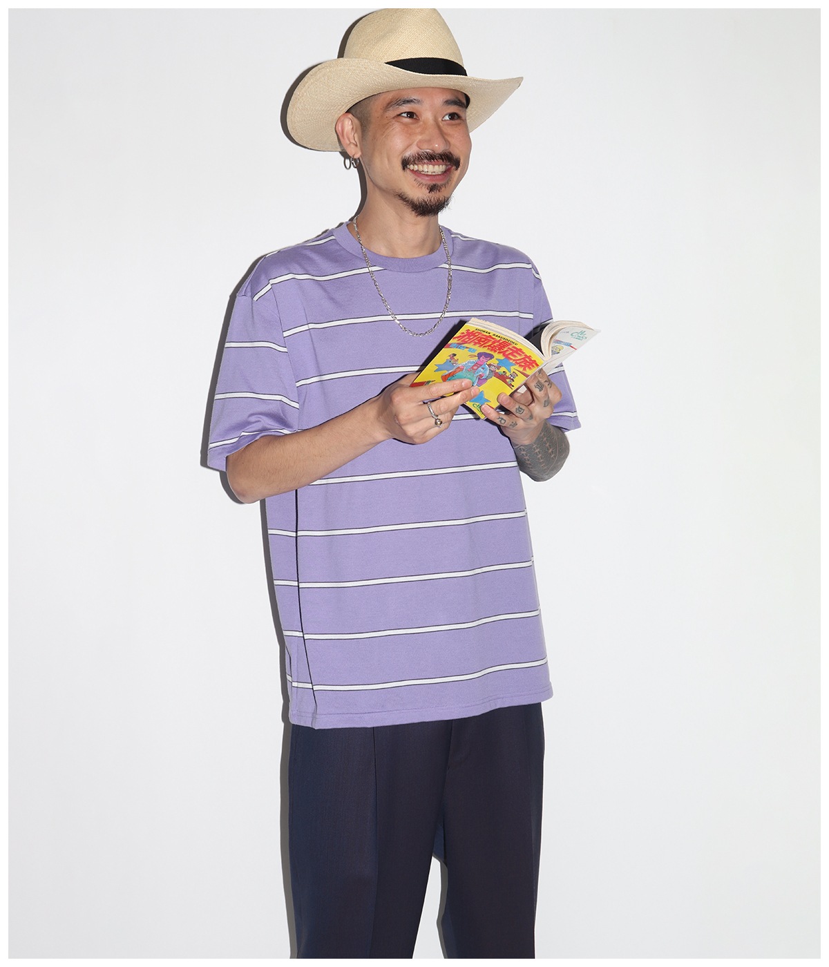 STRIPED T-SHIRT (TYPE-1)【PURPLE】
