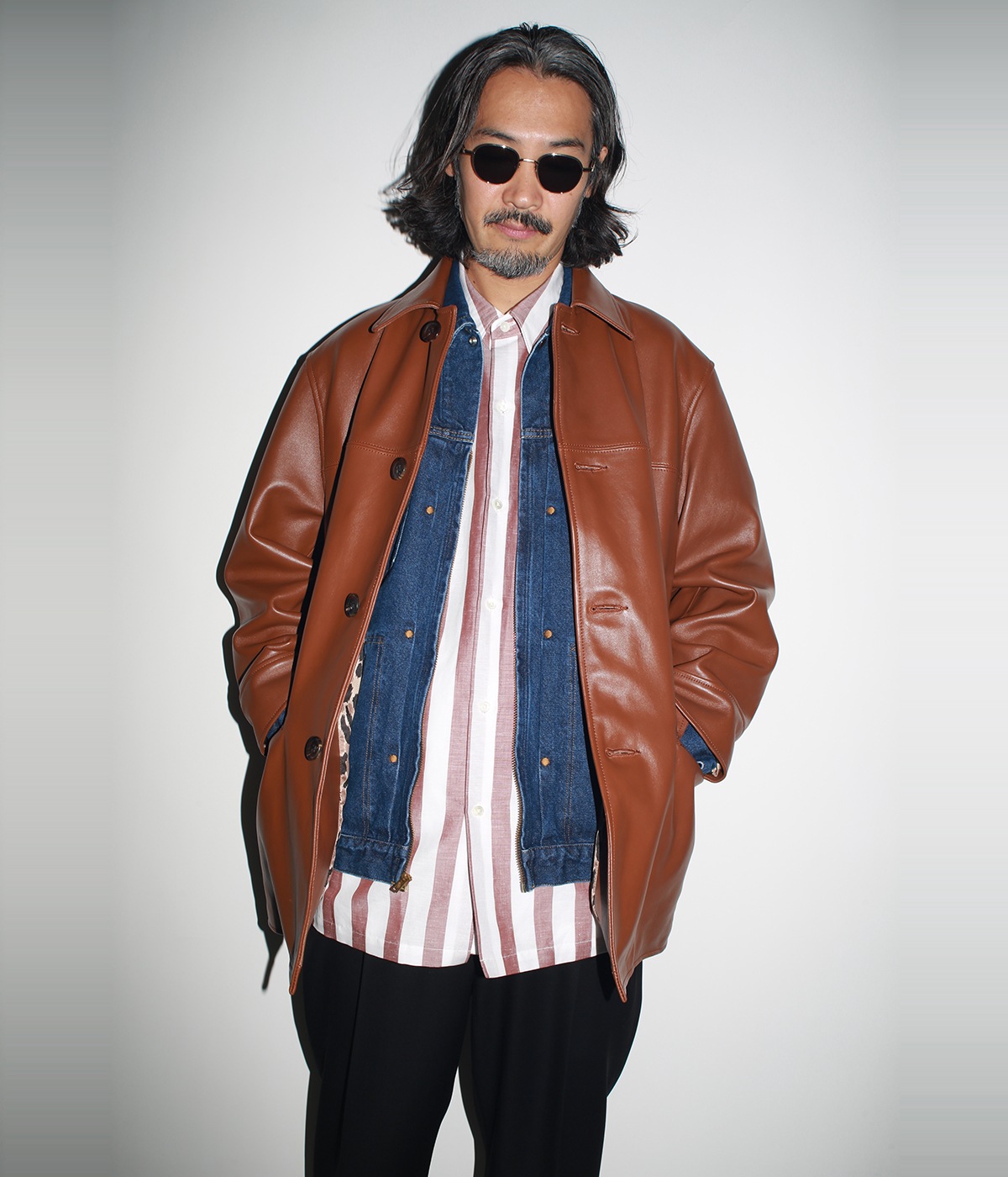 WACKO MARIA ワコマリア SOKTAS STRIPED シャツ SOKTAS / STRIPED REGULAR COLLAR SHIRT S/S (TYPE-1)【BROWN