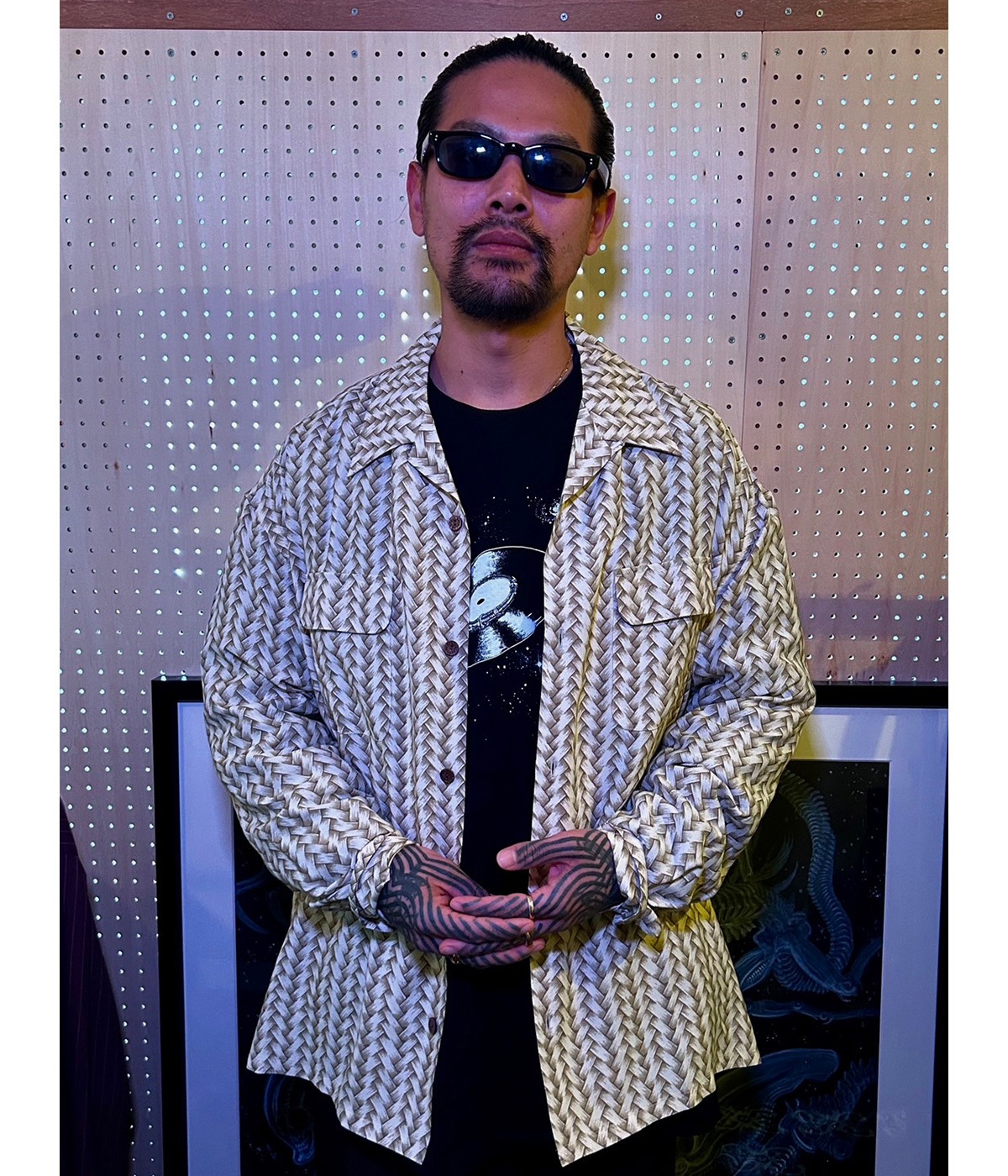 AJIRO BAMBOO L/S HAWAIIAN SHIRT【KHAKI】