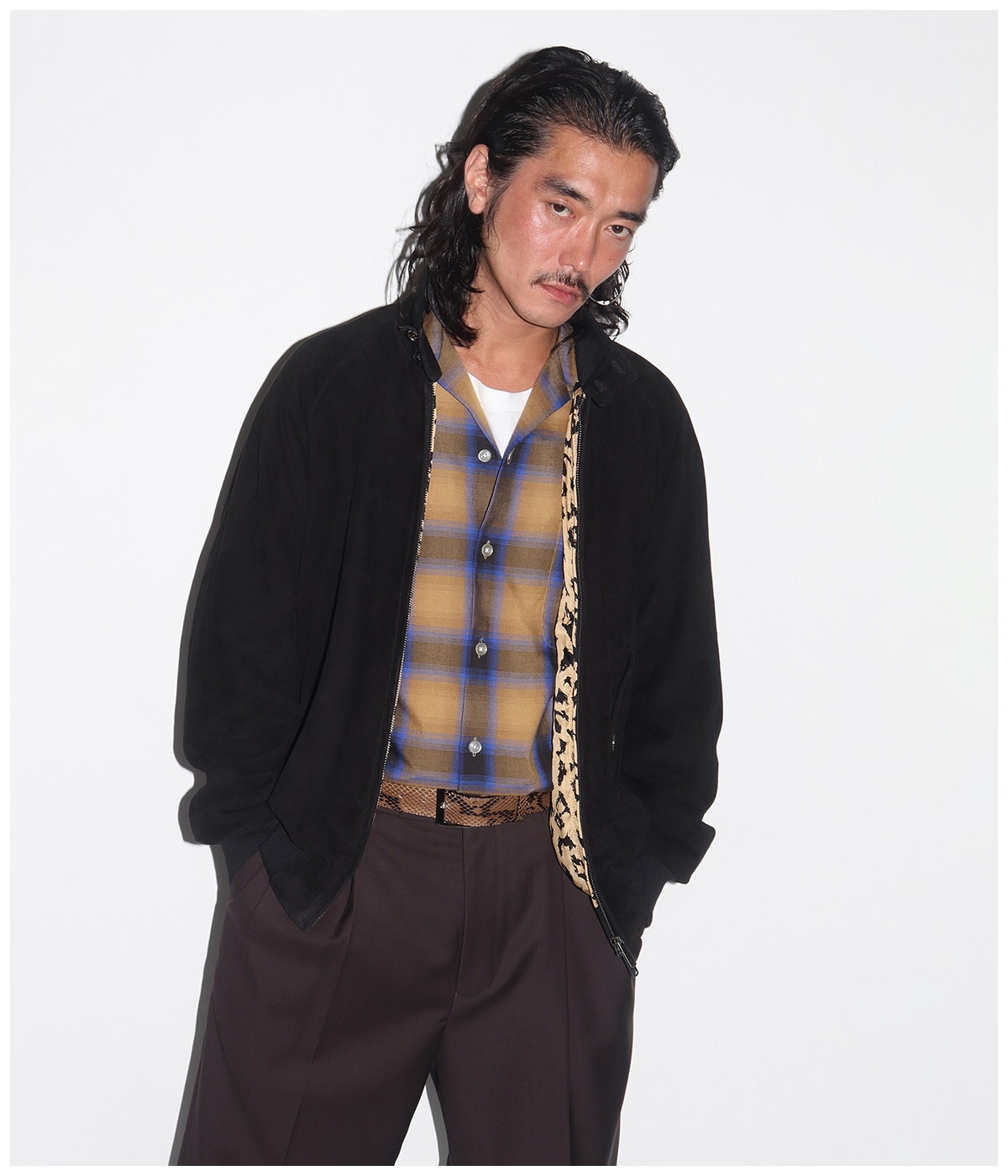 ワコマリア TIM LEMI オープンカラーシャツ ブラウン Mサイズ OMBRE CHECK OPEN COLLAR SHIRT (TYPE-2)【L-BROWN】｜WACKO MARIA