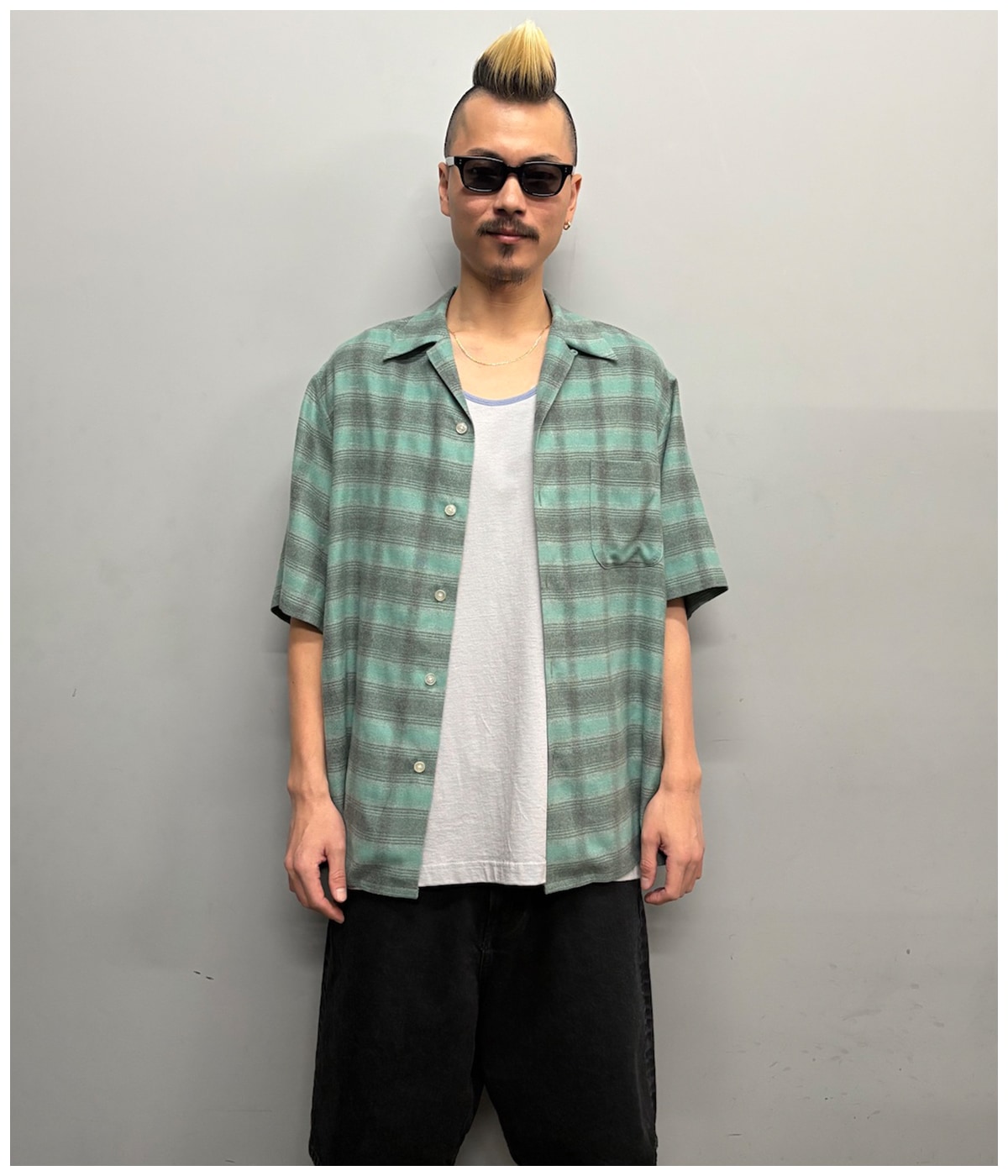 WASHED HEAVY WEIGHT RINGER TANK TOP【GRAY】