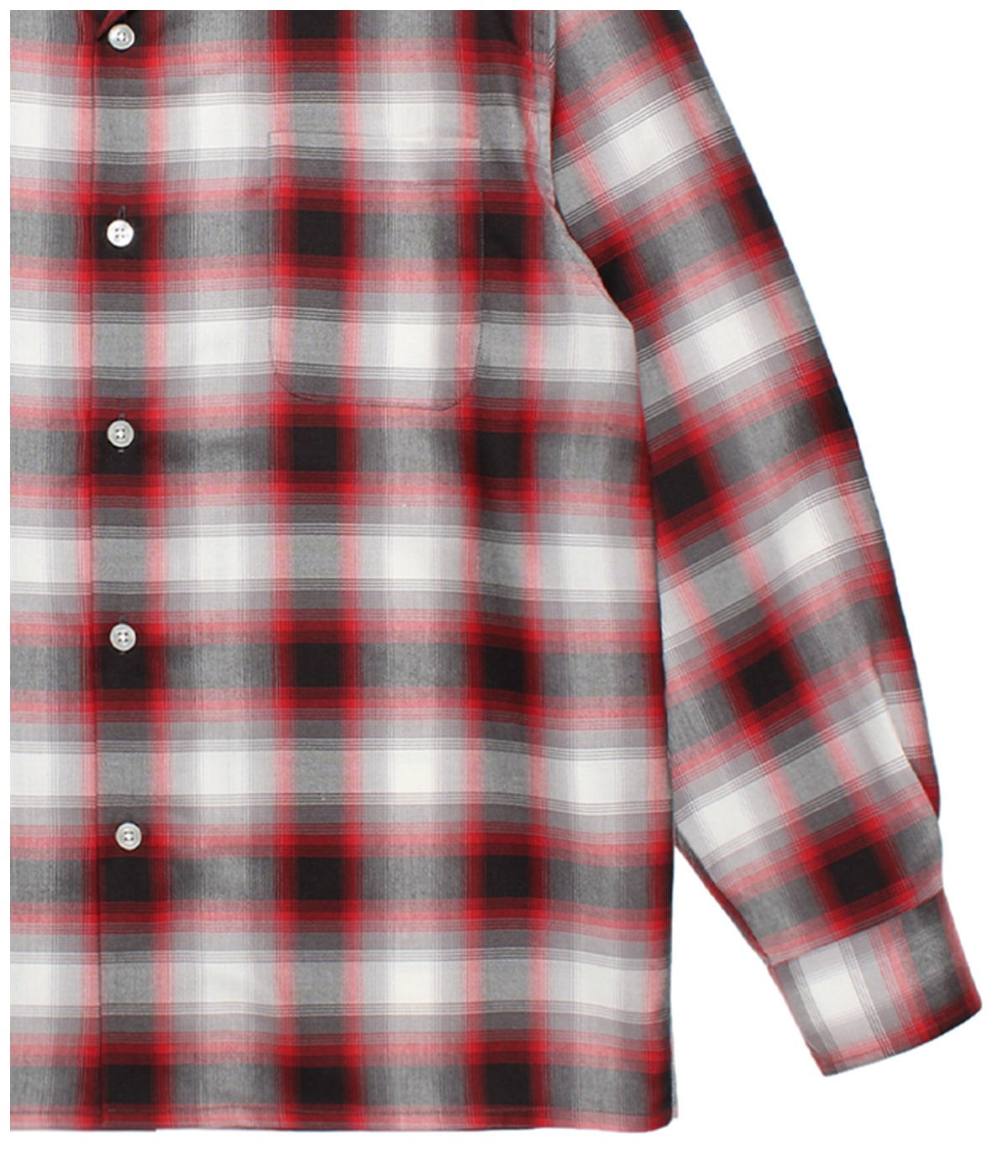 OMBRE CHECK OPEN COLLAR SHIRT (TYPE-2)【RED】
