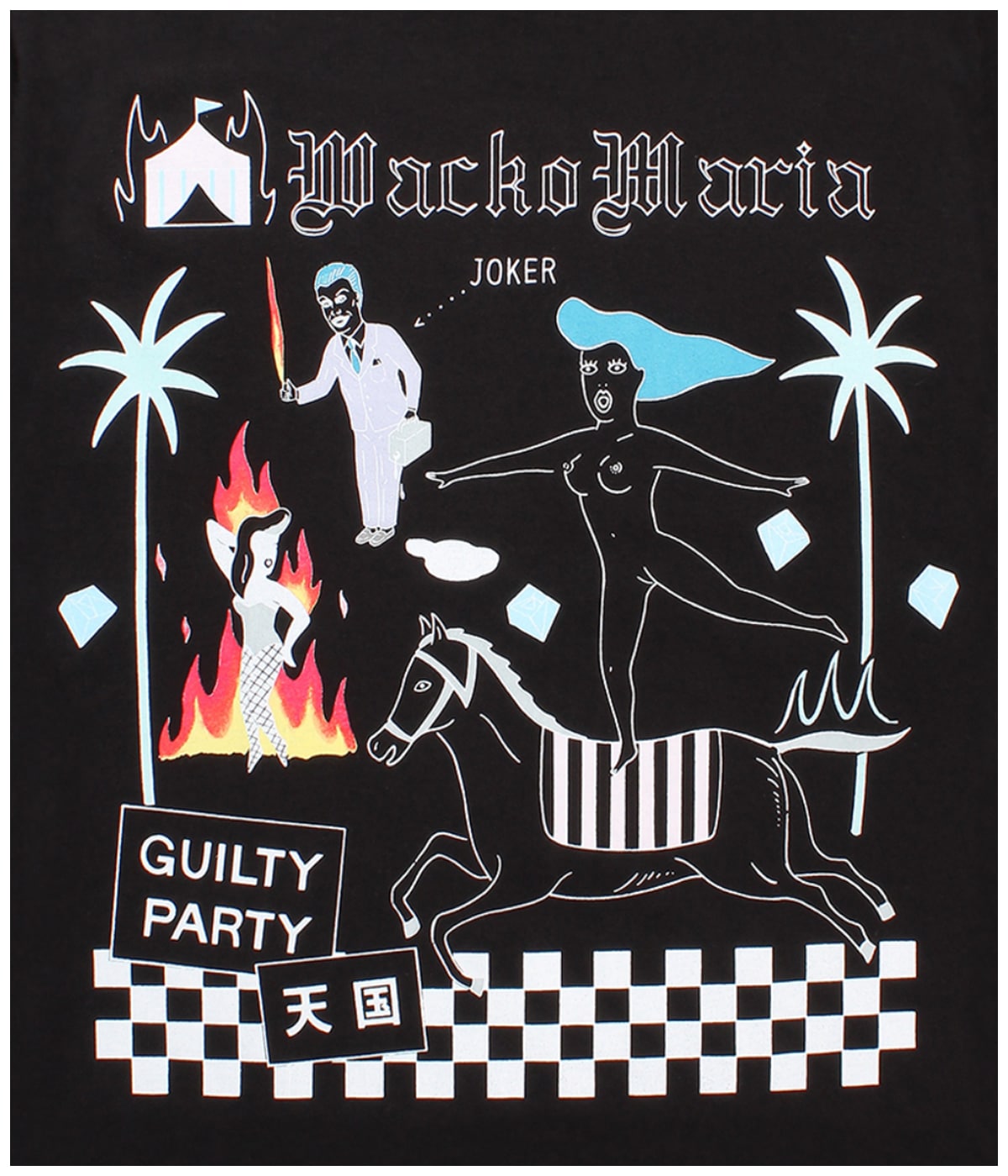 世界平和プロジェクト HAWAIIAN SHIRT (TYPE-2)【BLACK】｜WACKO MARIA
