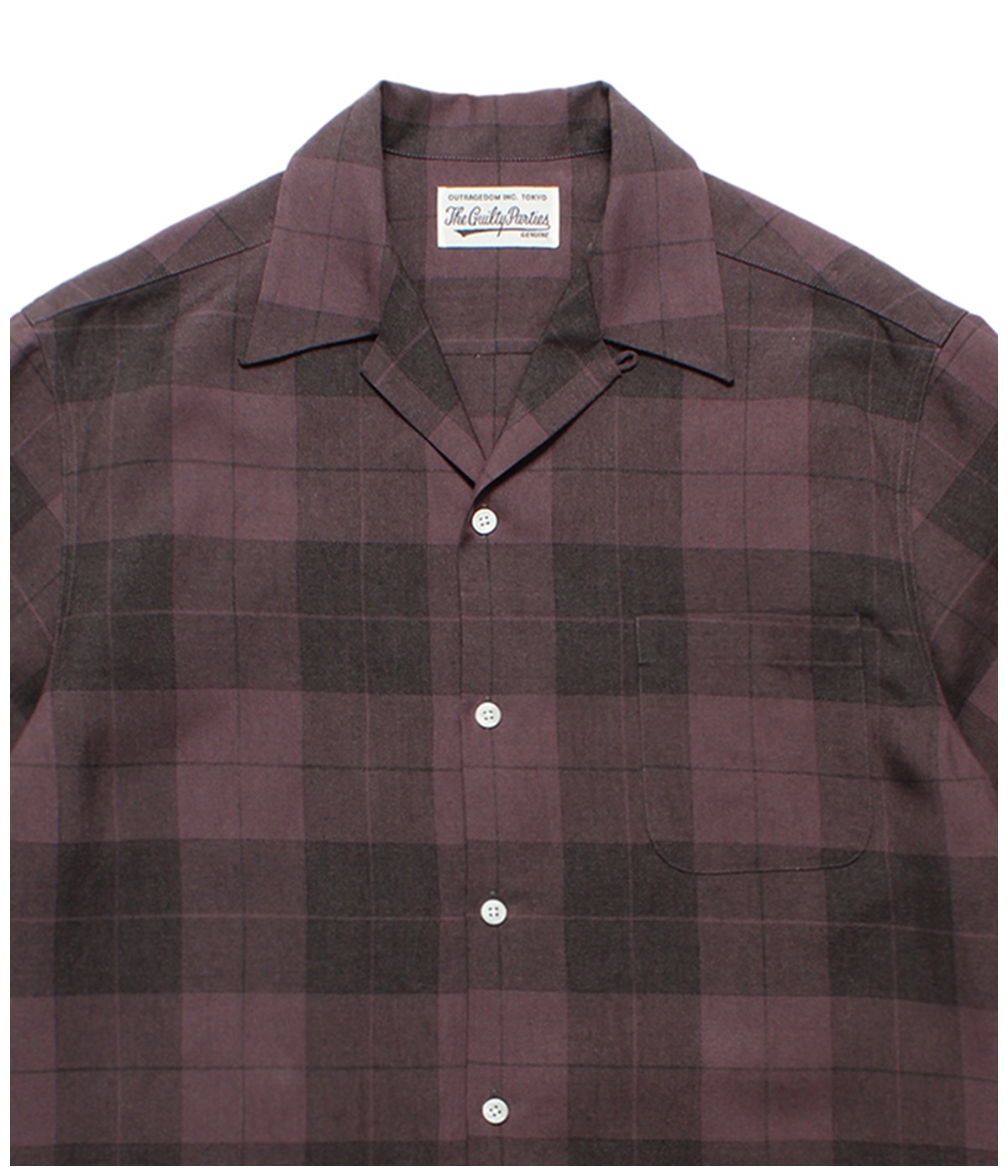 OMBRE CHECK OPEN COLLAR SHIRT (TYPE-3)【PURPLE】｜WACKO