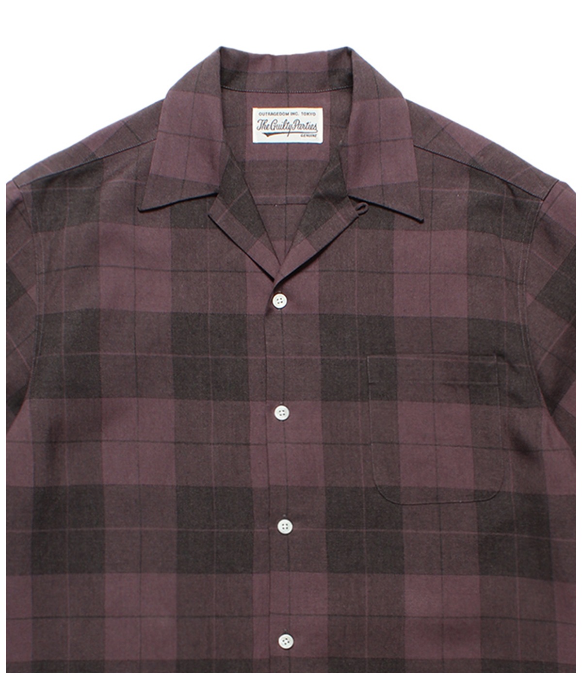 OMBRE CHECK OPEN COLLAR SHIRT (TYPE-3)【PURPLE】