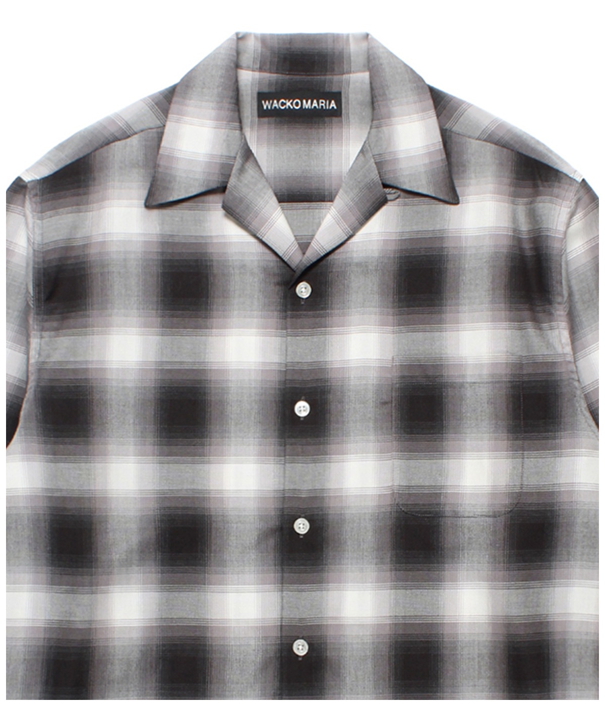 OMBRE CHECK OPEN COLLAR SHIRT (TYPE-2)【GRAY】