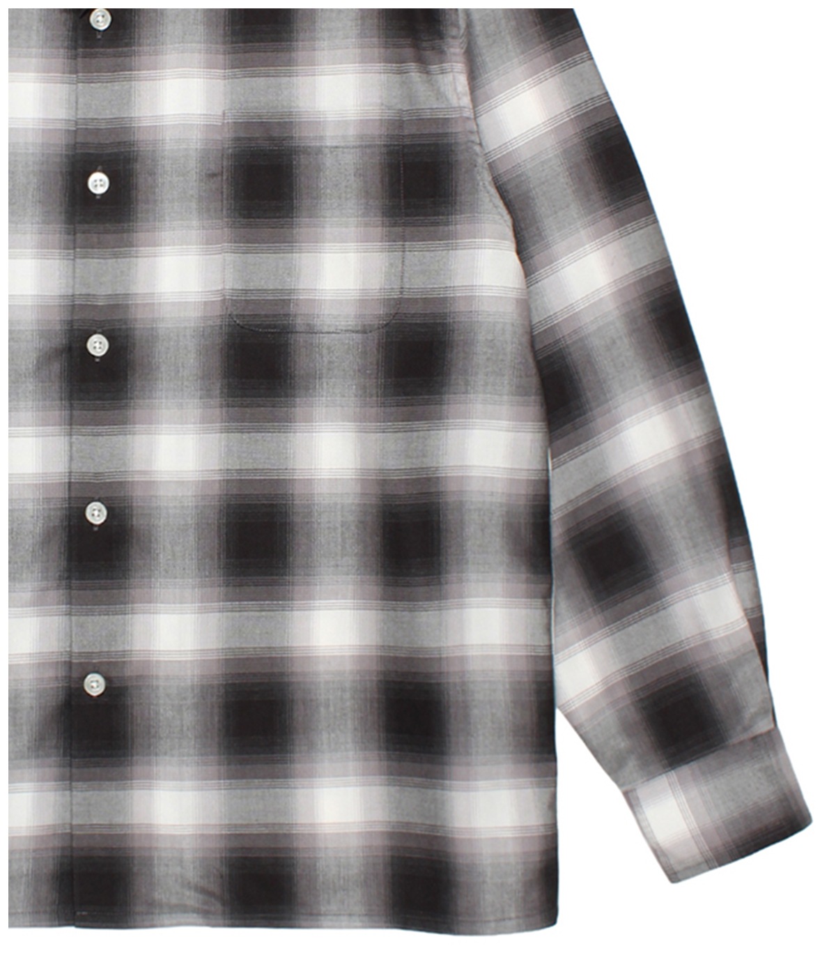 OMBRE CHECK OPEN COLLAR SHIRT (TYPE-2)【GRAY】