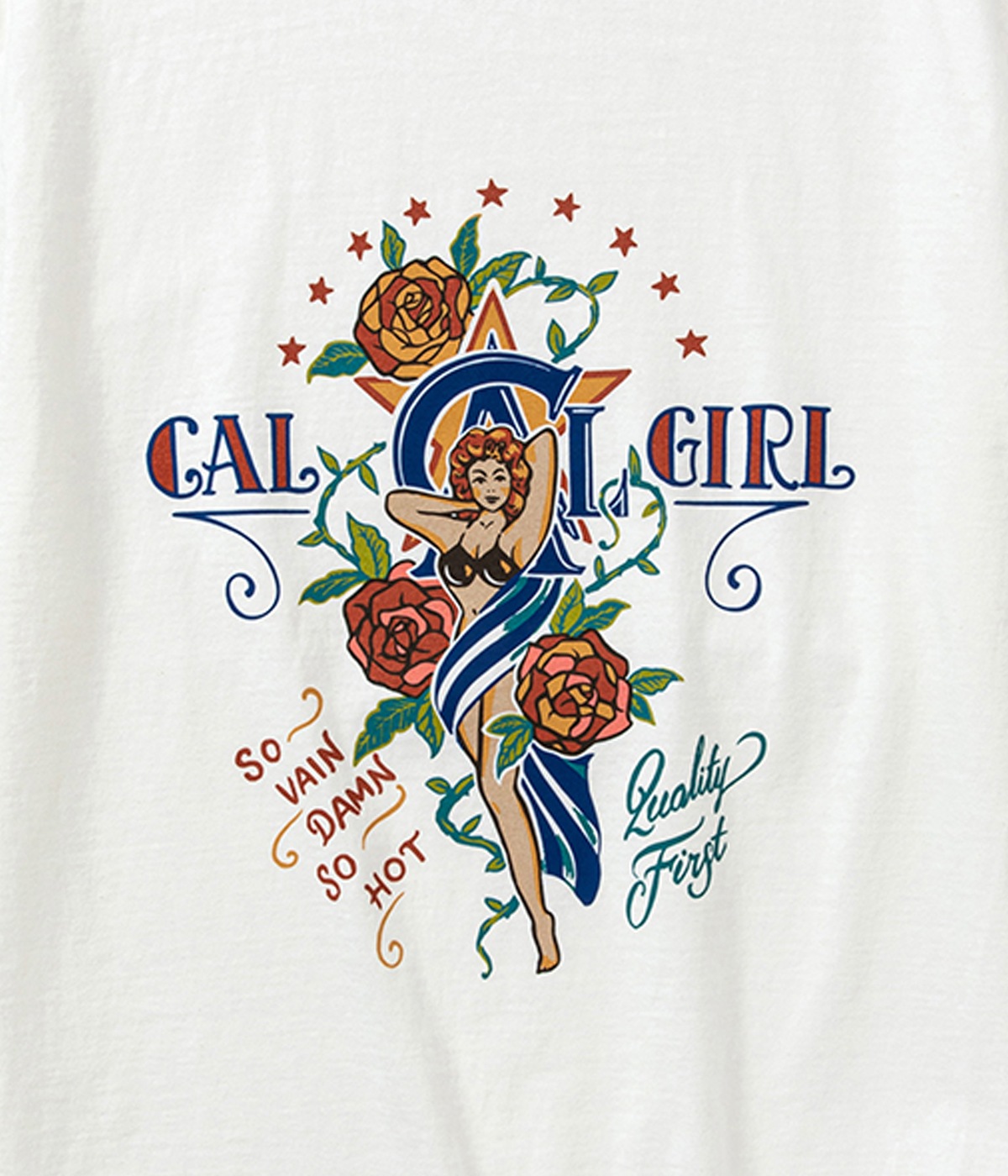 BINDER NECK SYNDICATE RETRO GIRL VINTAGE T-SHIRT -NATURALLY PAINT DESIGN-【2 Colors Available】