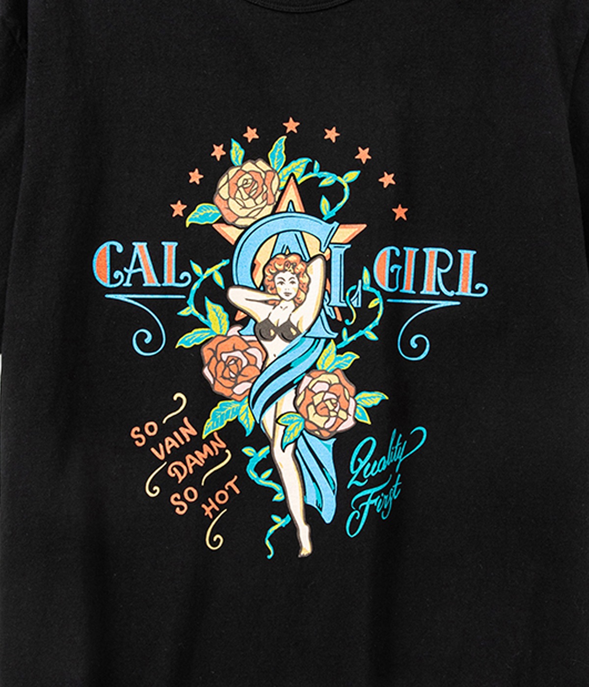 BINDER NECK SYNDICATE RETRO GIRL VINTAGE T-SHIRT -NATURALLY PAINT DESIGN-【2 Colors Available】