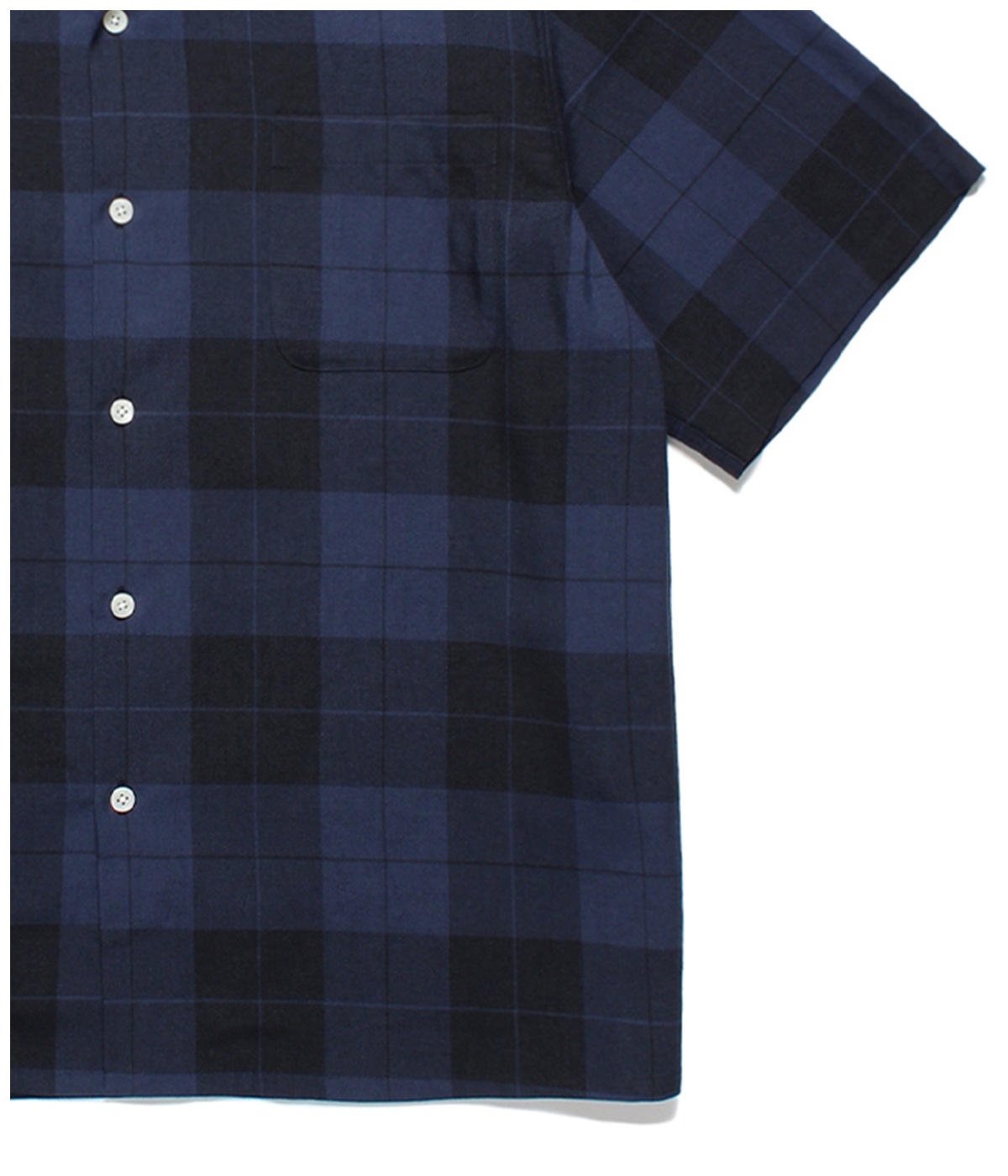 OMBRE CHECK OPEN COLLAR SHIRT (TYPE-3)【NAVY】