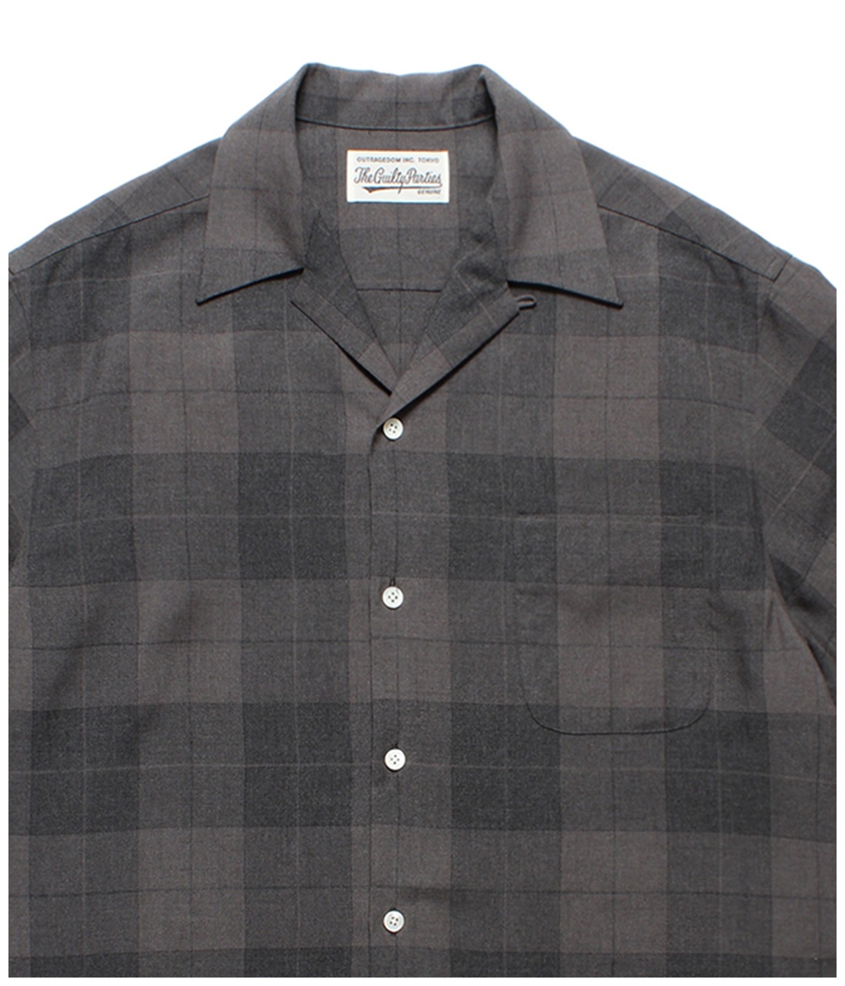 OMBRE CHECK OPEN COLLAR SHIRT (TYPE-3)【GRAY】