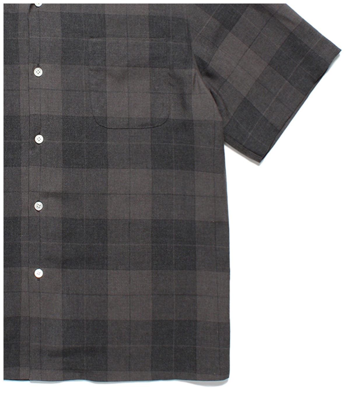 OMBRE CHECK OPEN COLLAR SHIRT (TYPE-3)【GRAY】