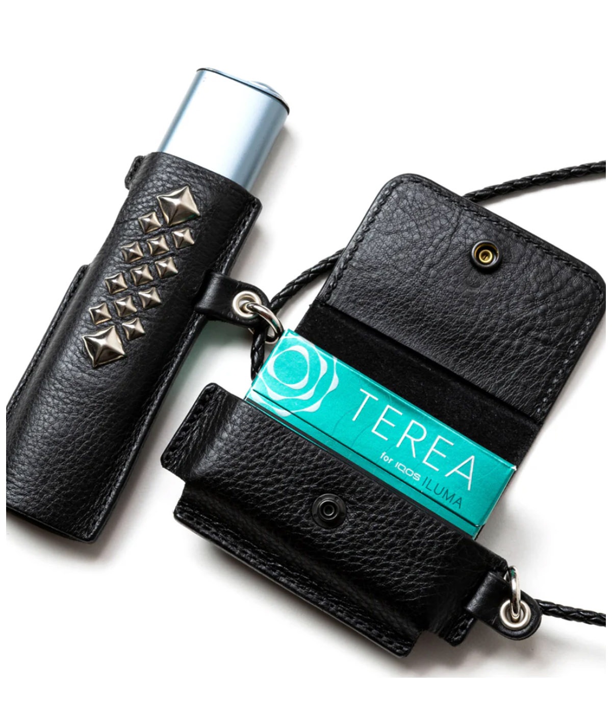 STUDS LEATHER IQOS & HEAT STICK CASE【BLACK】｜CALEE｜MELTING POT