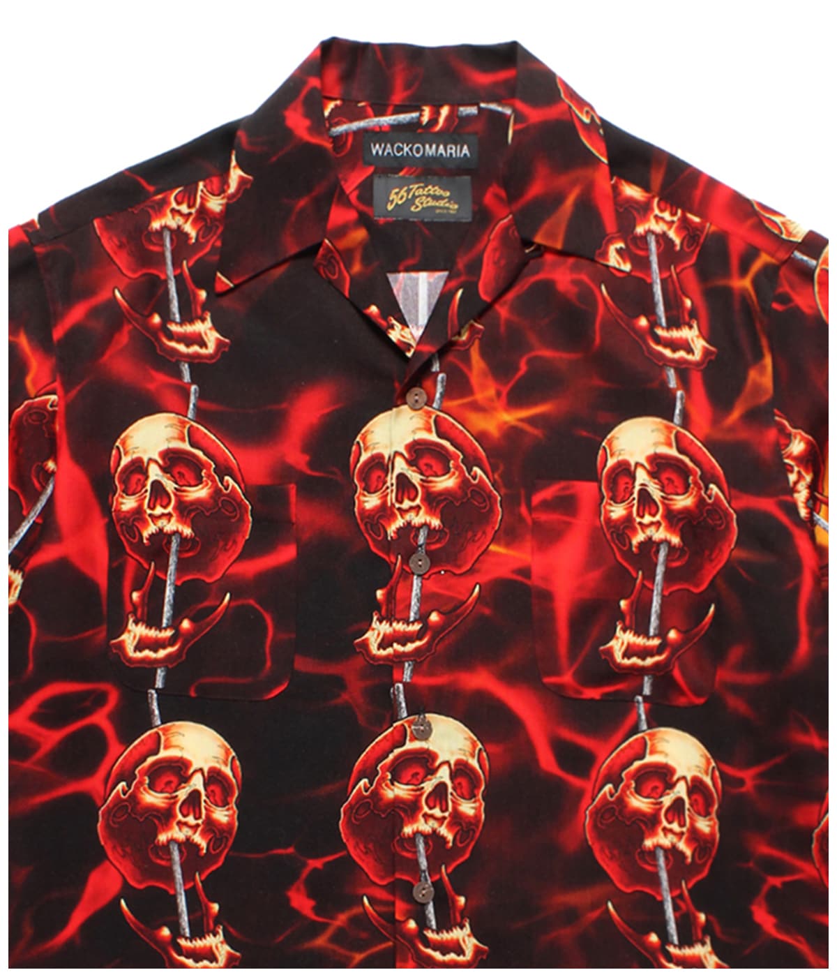 56 TATTOO STUDIO / HAWAIIAN SHIRT S/S【BLACK】｜WACKO MARIA