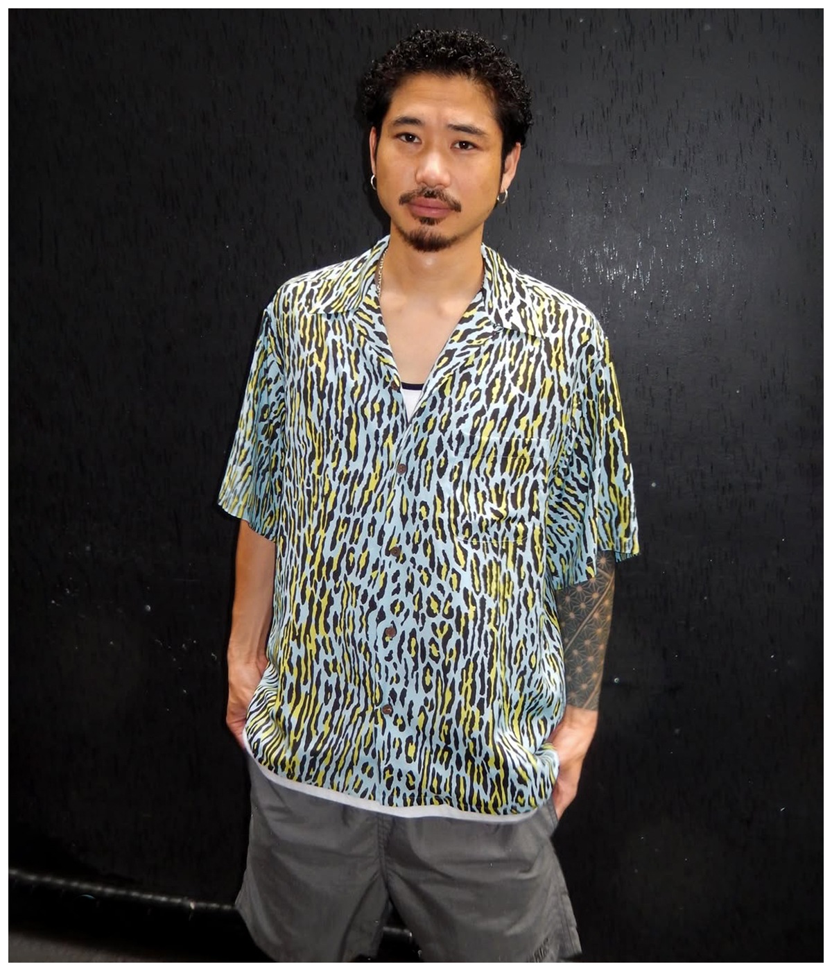 LEOPARD HAWAIIAN SHIRT (TYPE-4)【L-BLUE】