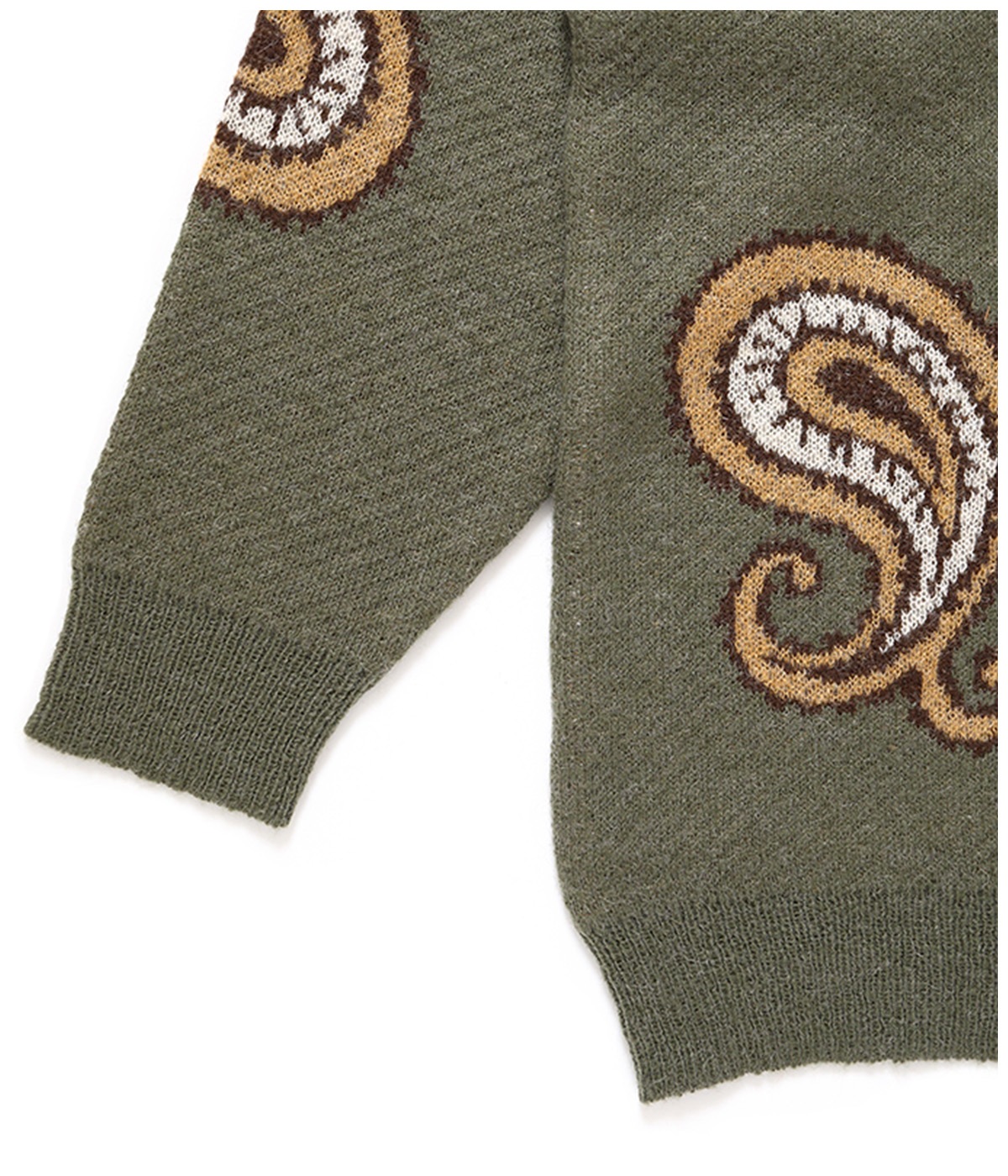 CHALLENGER/BIG PAISLEY C/N SWEATER（OLIVE
