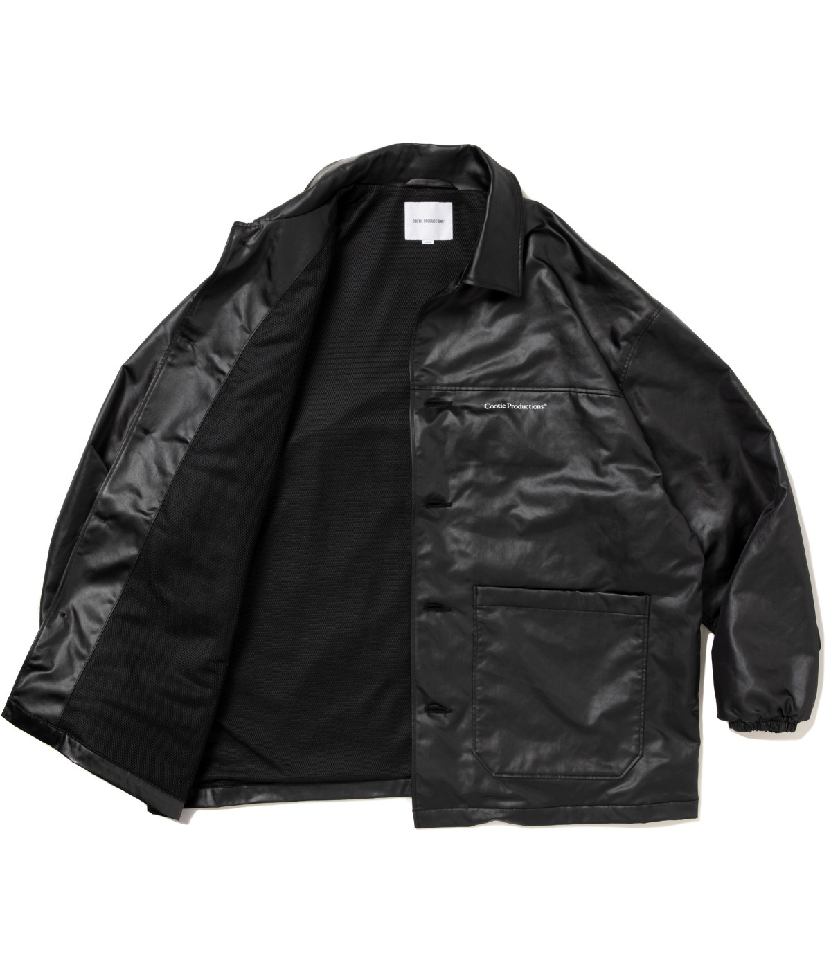 Damp Coated Satin Car Coat【BLACK】