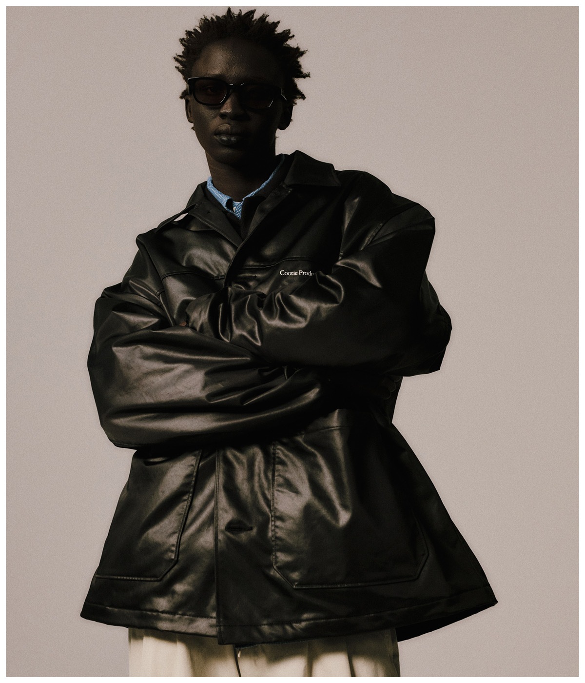 Damp Coated Satin Car Coat【BLACK】｜COOTIE PRODUCTIONS