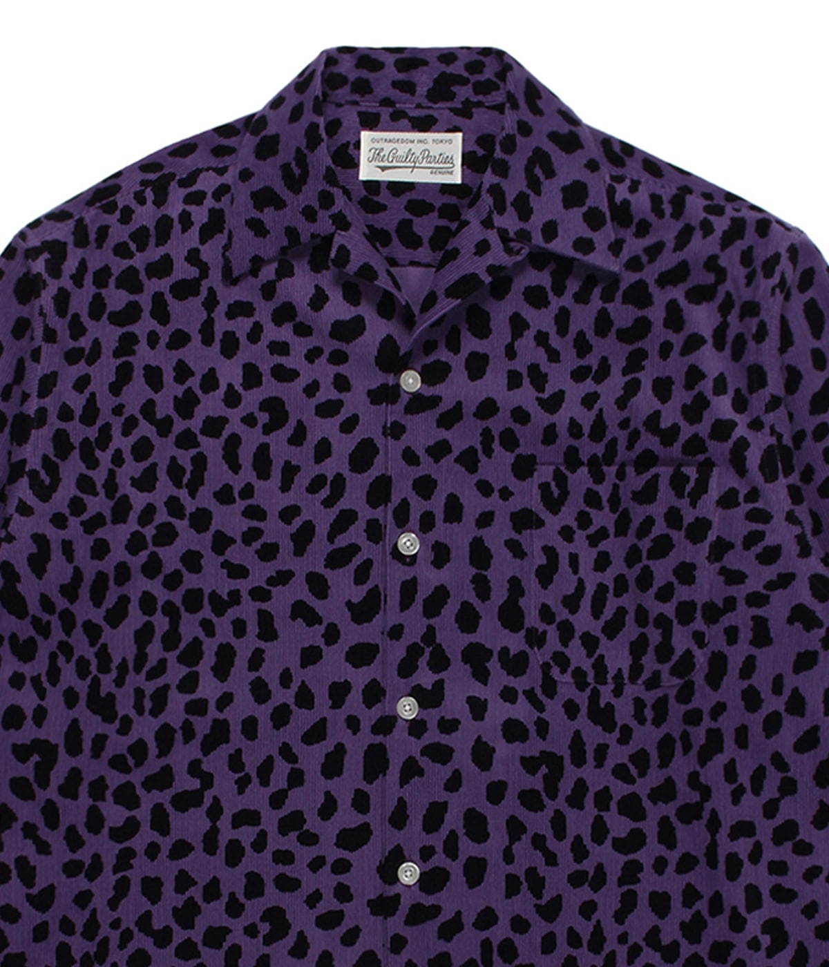 LEOPARD CORDUROY OPEN COLLAR SHIRT (TYPE-3)【PURPLE】｜WACKO