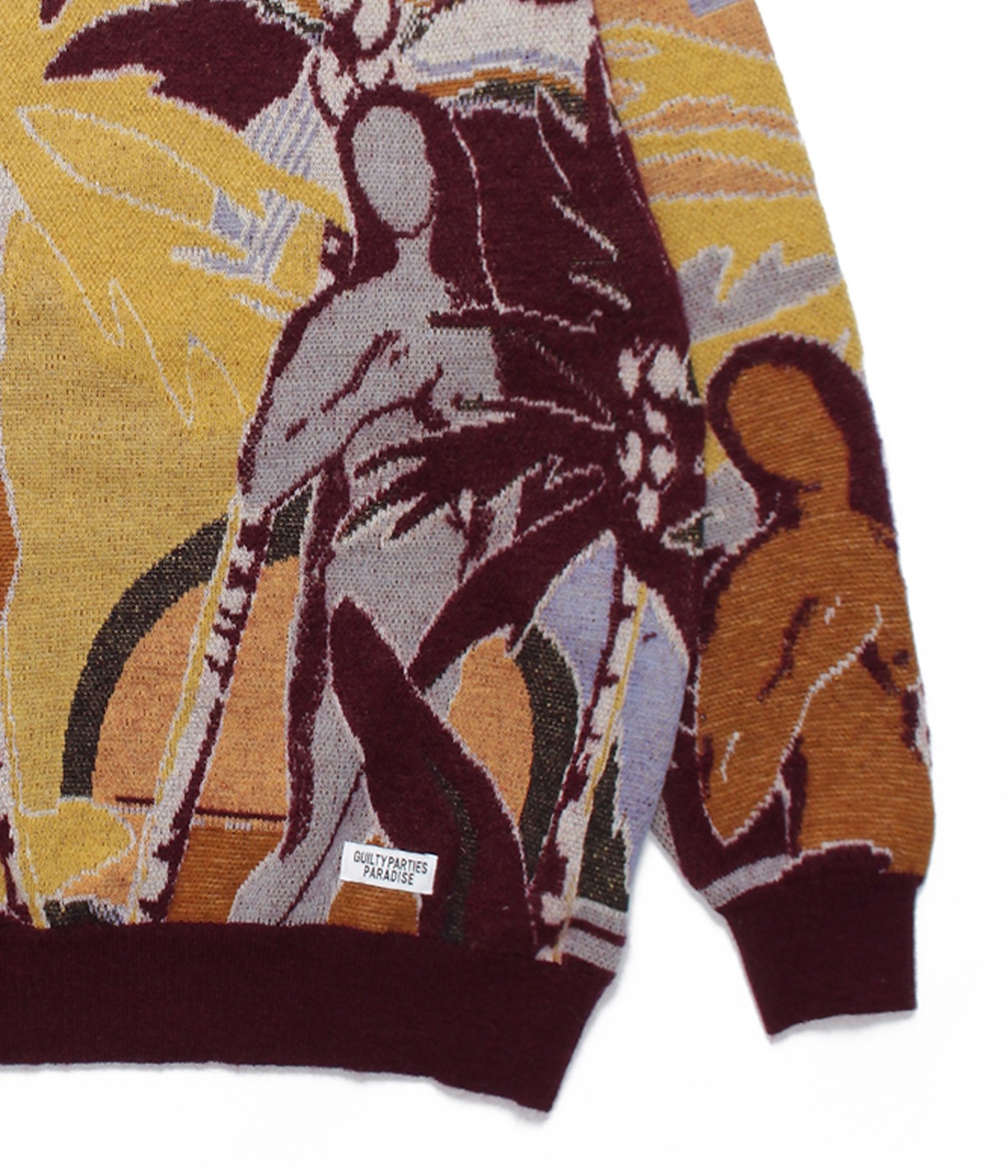 YULA パラダイス図 COTTON MOHAIR CREW NECK SWEATER【BURGUNDY】