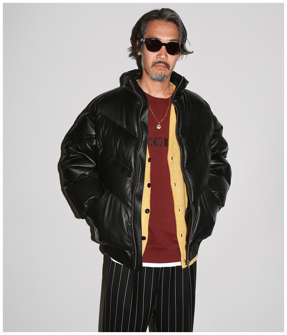 DORMEUIL / STRIPED PLEATED TROUSERS (TYPE-2)【BLACK】｜WACKO MARIA