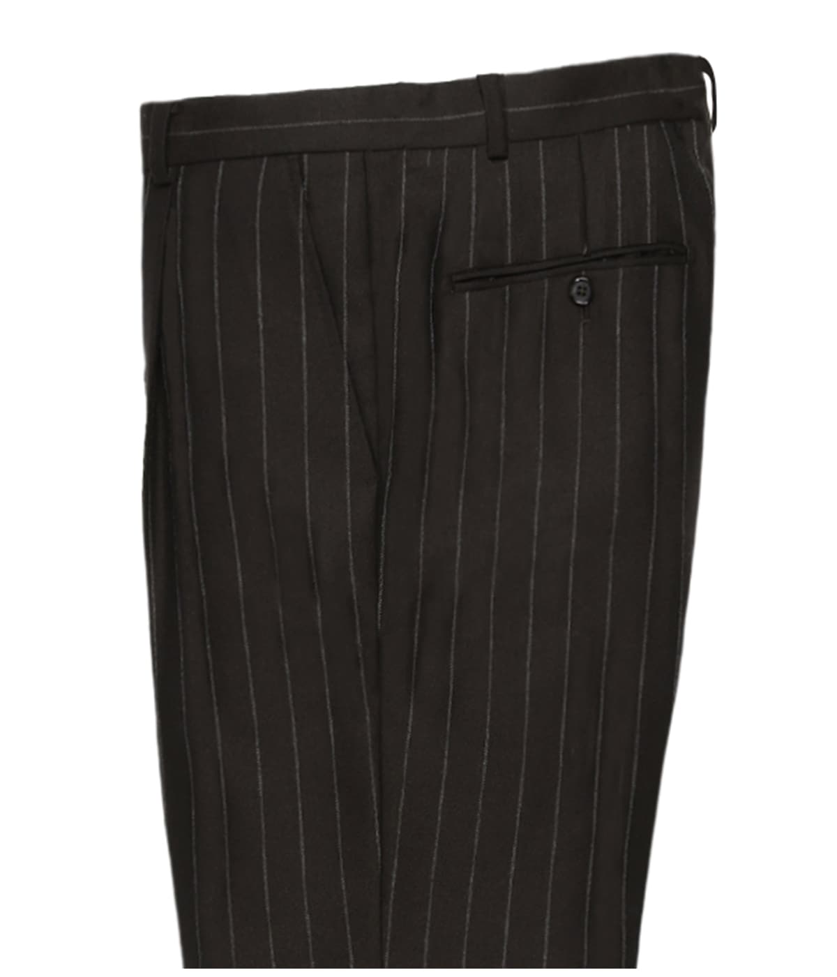 DORMEUIL / STRIPED PLEATED TROUSERS (TYPE-1) -GRAY STRIPE-【BLACK