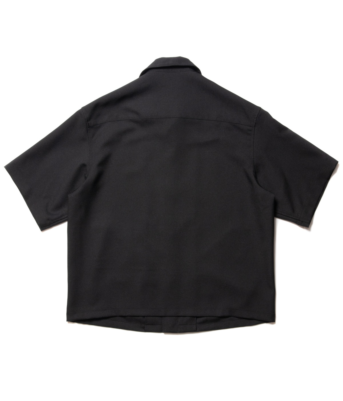 Polyester Twill Fly Front S/S Shirt【BLACK】