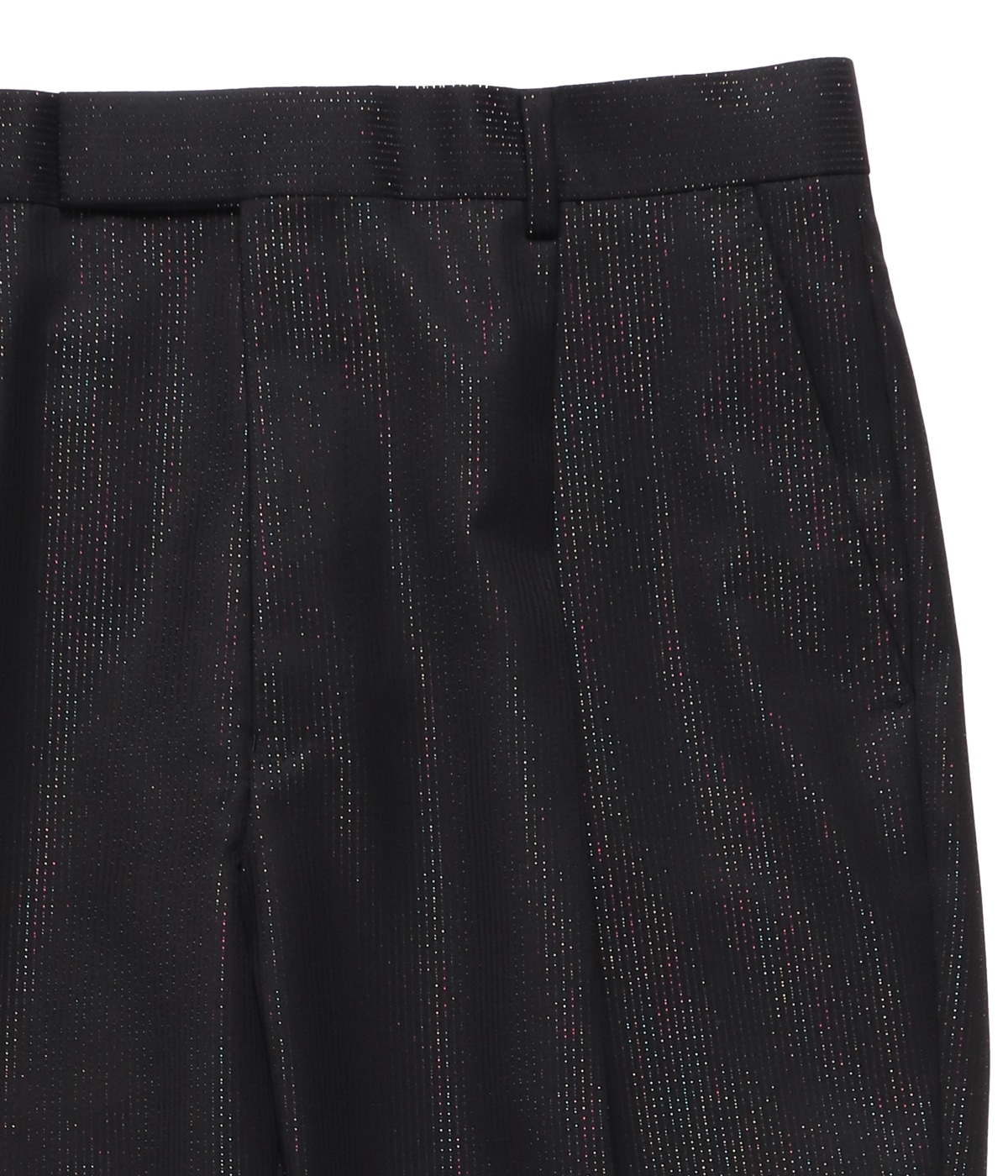 DORMEUIL / GLITTER PLEATED TROUSERS (TYPE-2)【BLACK】