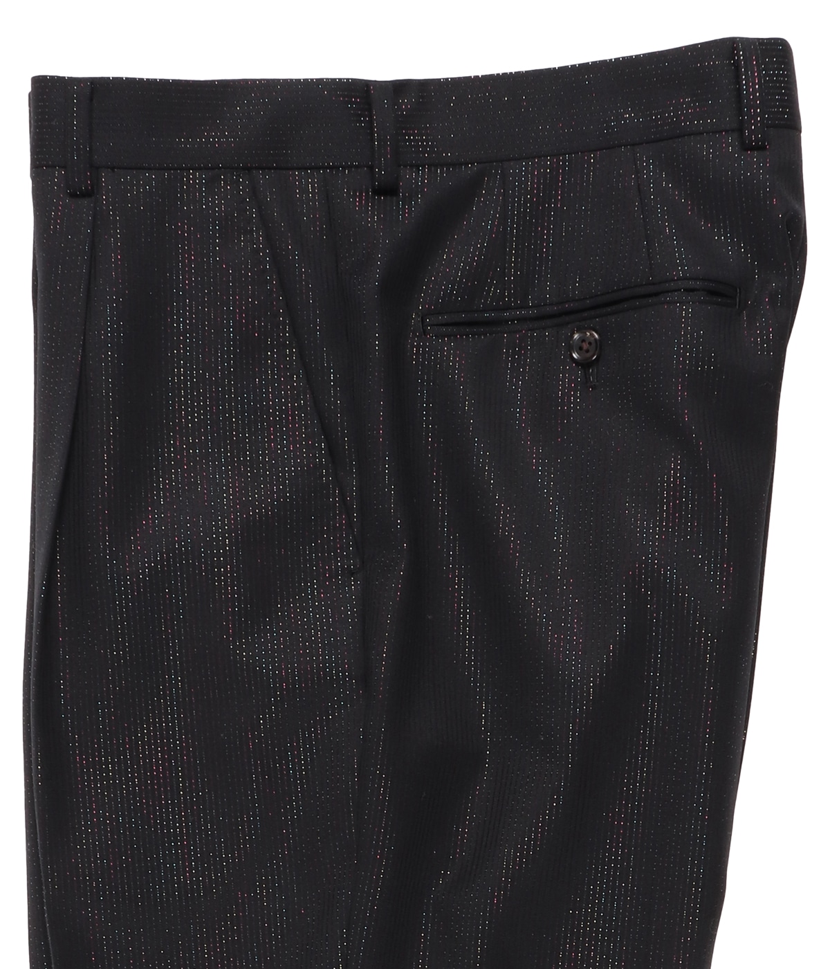 DORMEUIL / GLITTER PLEATED TROUSERS (TYPE-2)【BLACK】