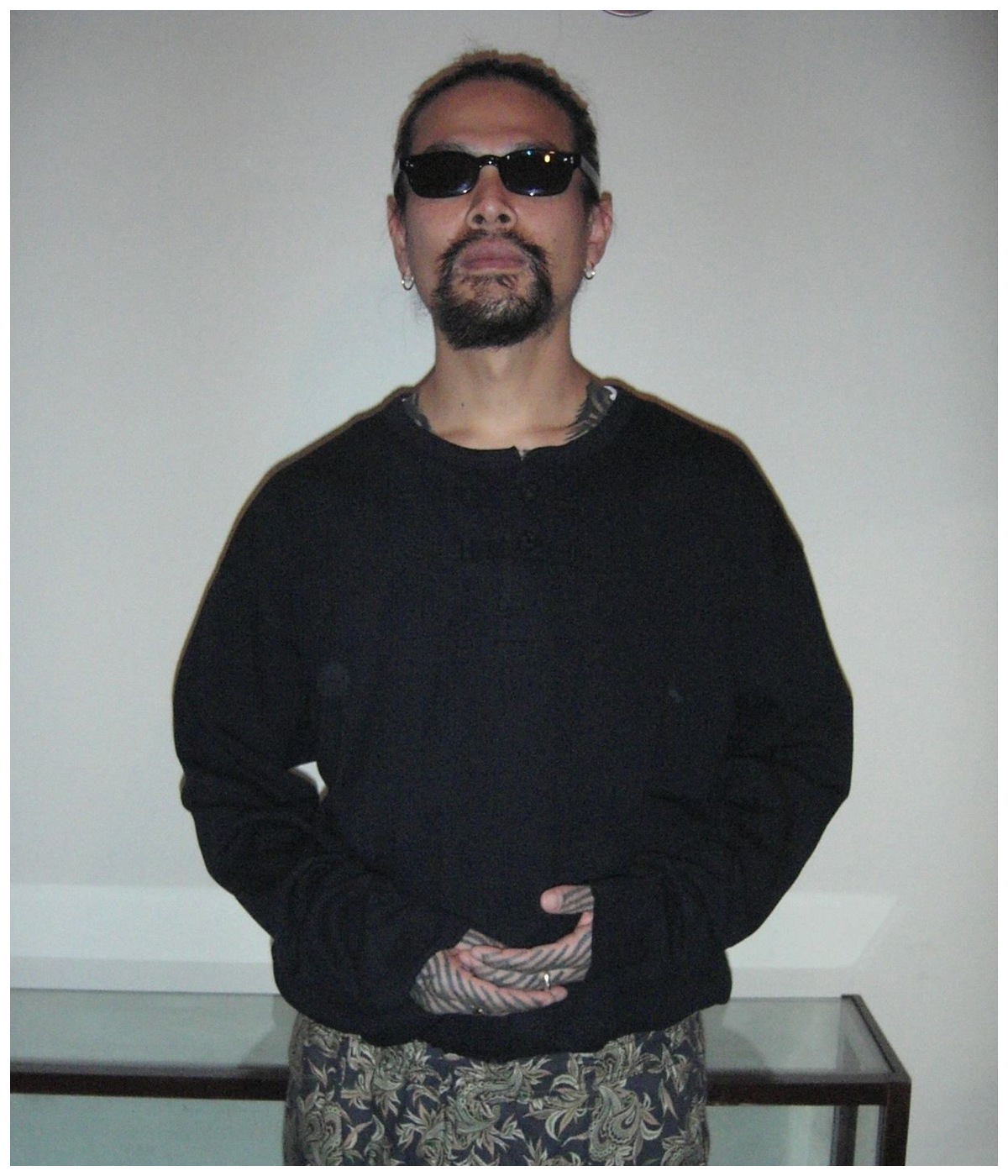 HONEYCOMB ORIENTAL L/S HENRY NECK【BLACK】