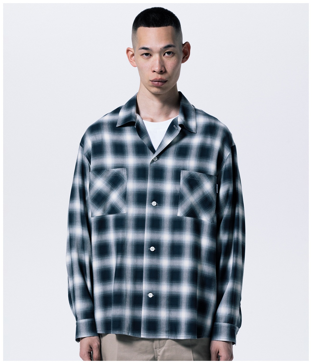 R9 OMBRE CHECK SHIRT【BLACK】