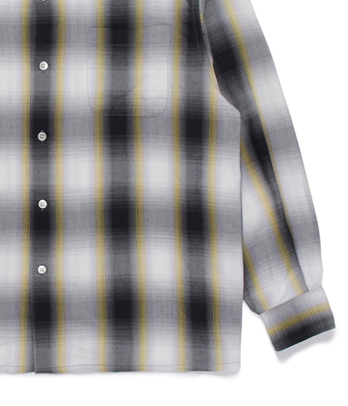 OMBRE CHECK OPEN COLLAR SHIRT L/S (TYPE-1)【YELLOW】｜WACKO MARIA