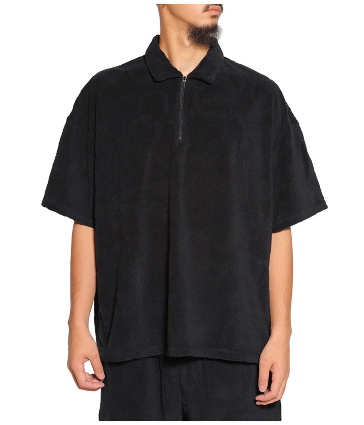 SNAKE PATTERN JACQUARD PILE POLO【BLACK】