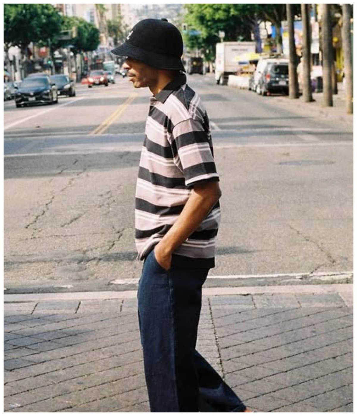 S/S BORDER POLO【GRAY-BLACK】｜CHALLENGER｜MELTING POT（正規