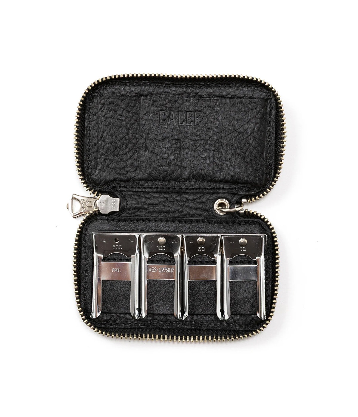 STUDS LEATHER COIN CASE【BLACK】｜CALEE｜MELTING POT（正規取扱店