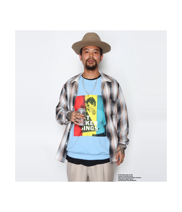 CHET BAKER / CREW NECK SWEAT SHIRT (TYPE-1)【BLUE】｜WACKO MARIA