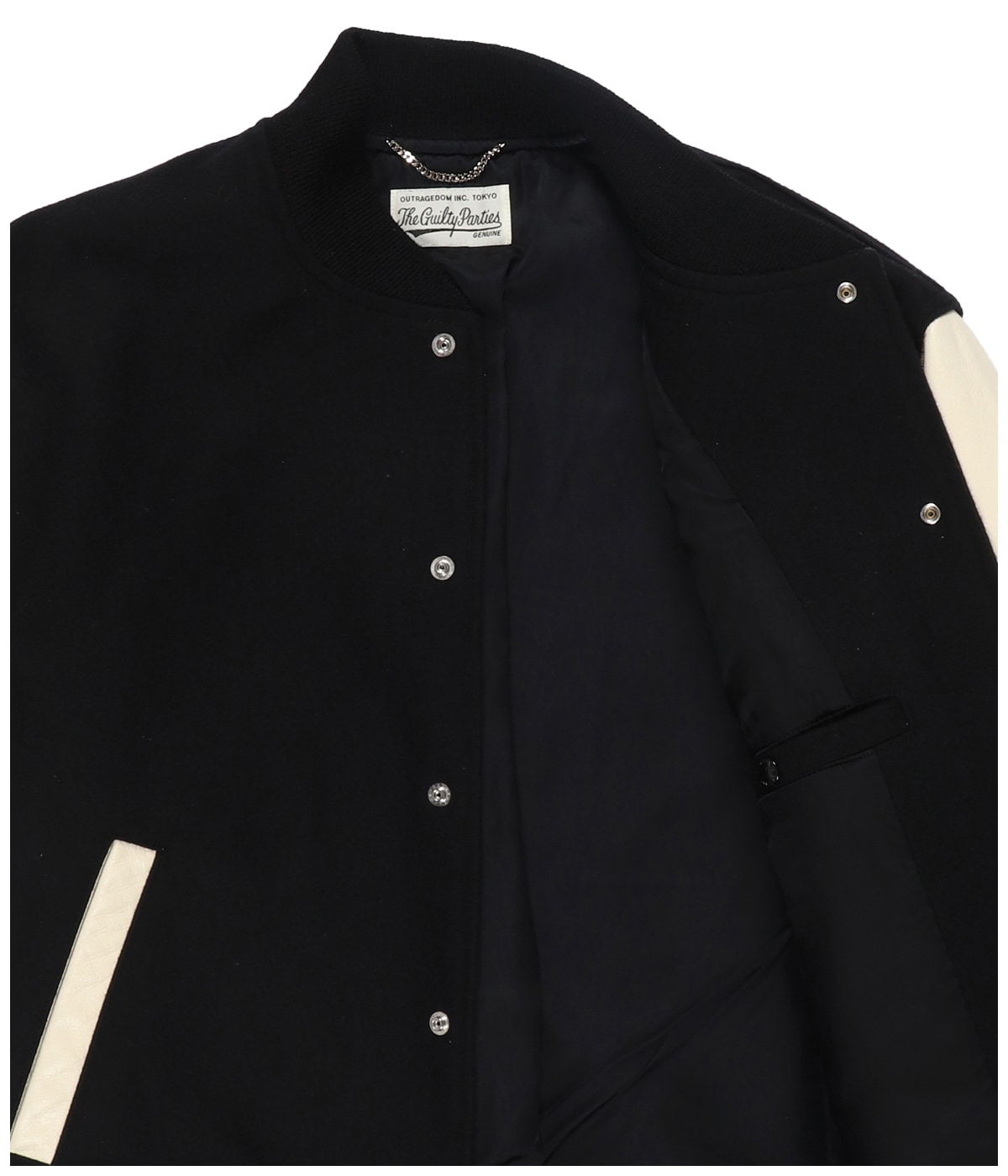 LEATHER VARSITY JACKET -C- (TYPE-1)【BLACK-WHITE】｜WACKO MARIA