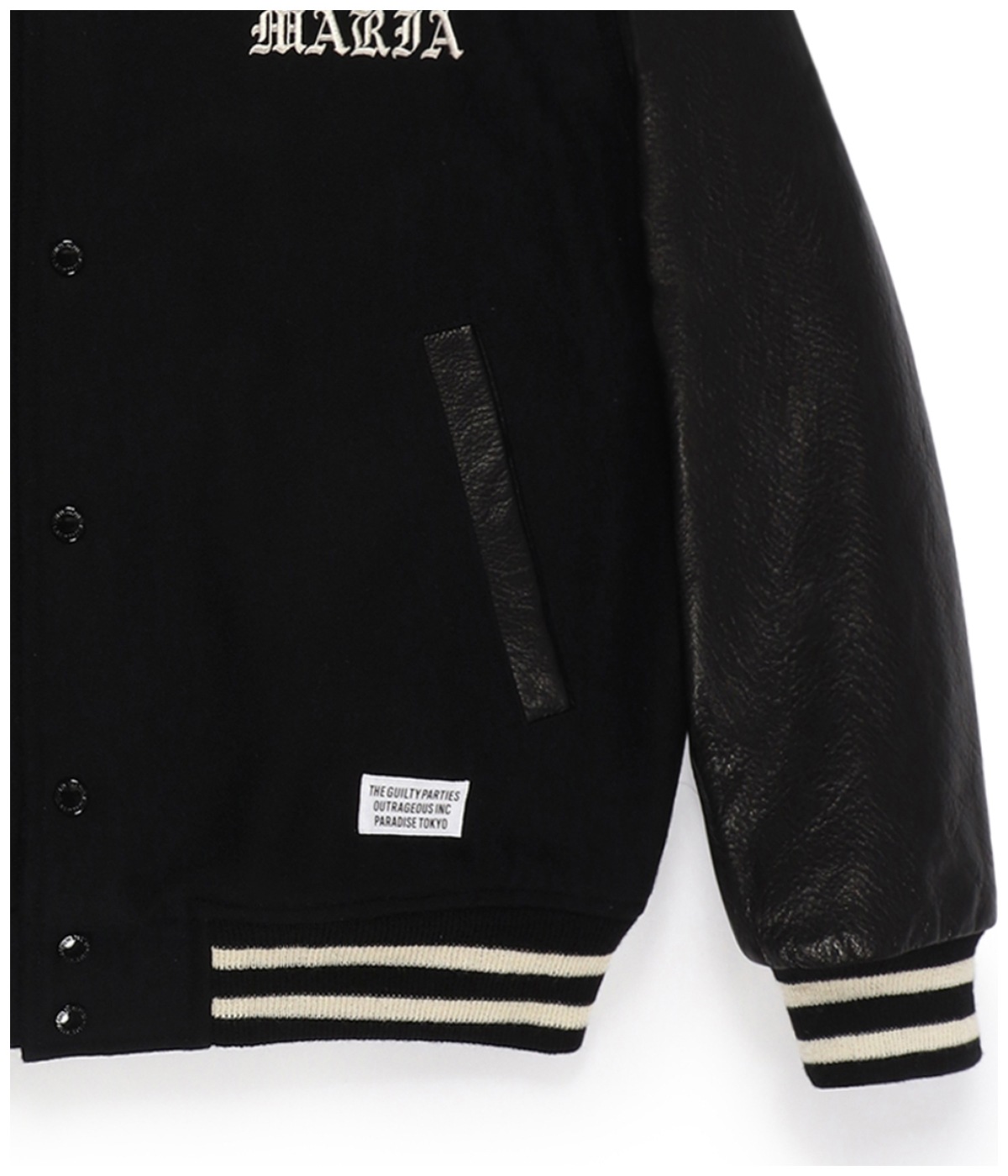 LEATHER VARSITY JACKET -B- (TYPE-1)【BLACK-BLACK】｜WACKO MARIA