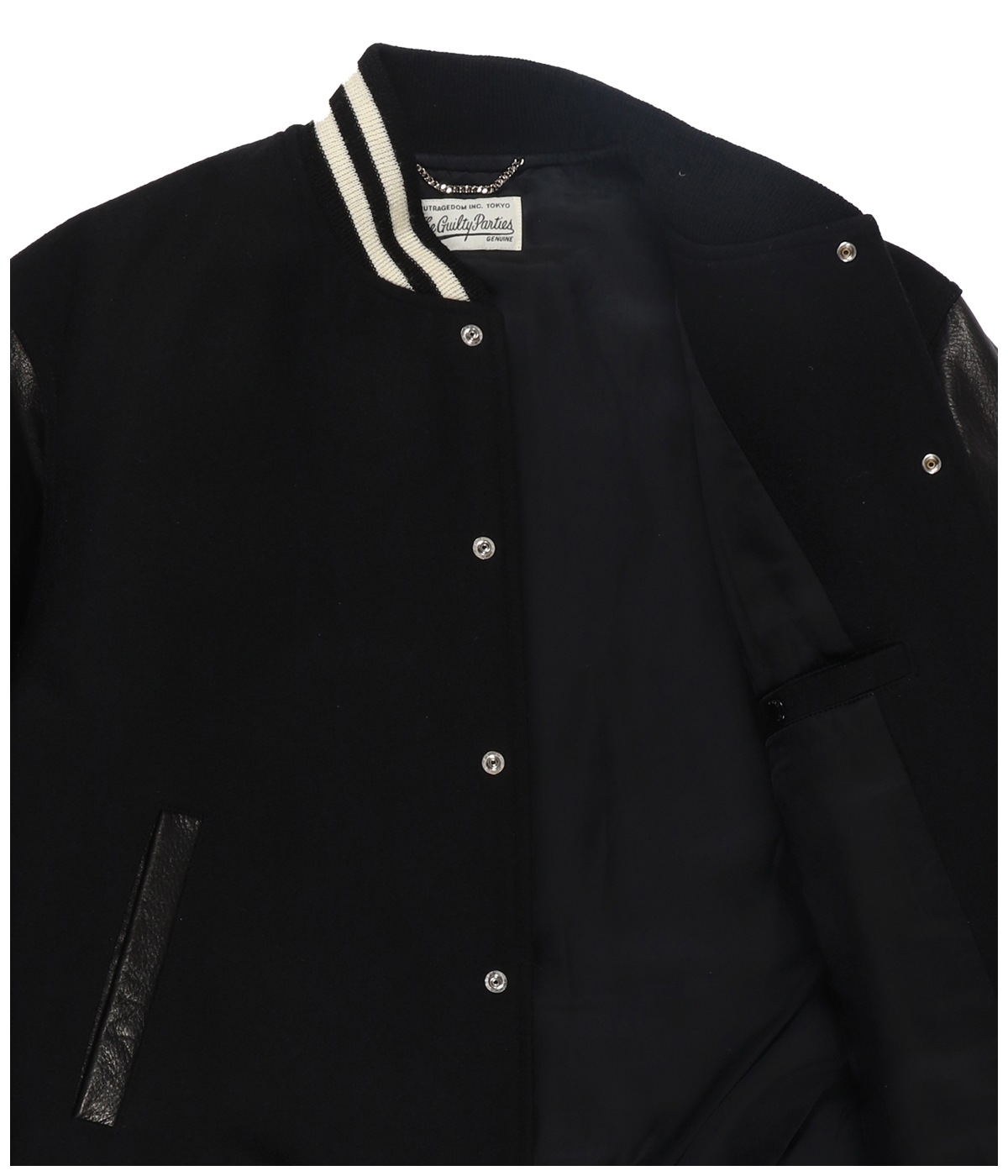 LEATHER VARSITY JACKET -B- (TYPE-1)【BLACK-BLACK】｜WACKO MARIA