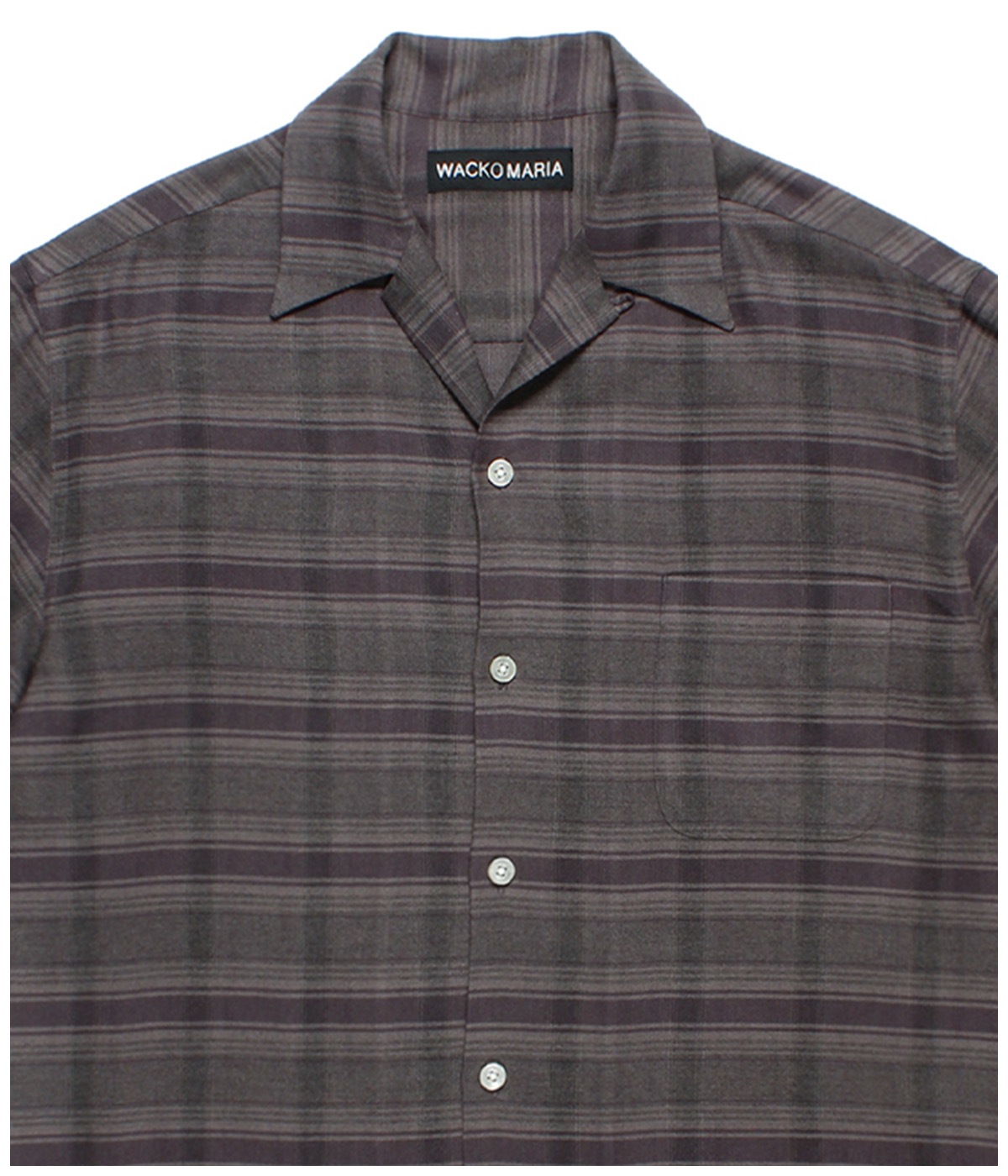OMBRE CHECK OPEN COLLAR SHIRT (TYPE-2)【GRAY】