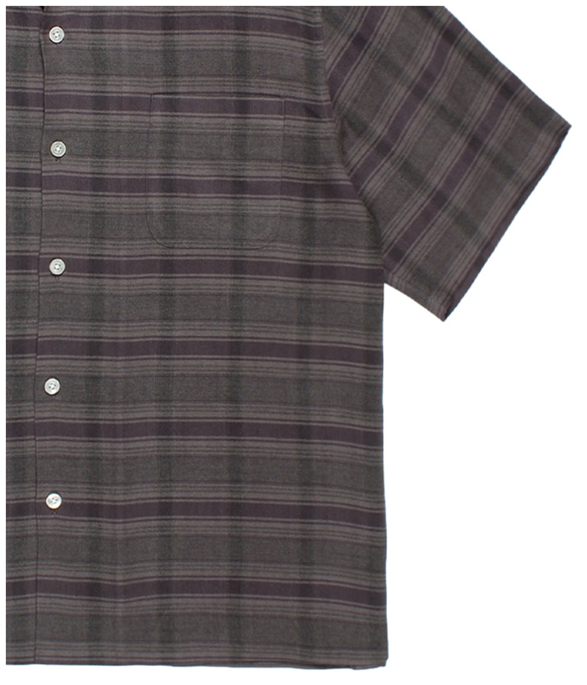 OMBRE CHECK OPEN COLLAR SHIRT (TYPE-2)【GRAY】