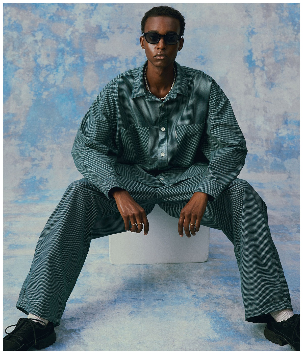 Garment Dyed Ripstop Check L/S Shirt【BLACK】｜COOTIE PRODUCTIONS