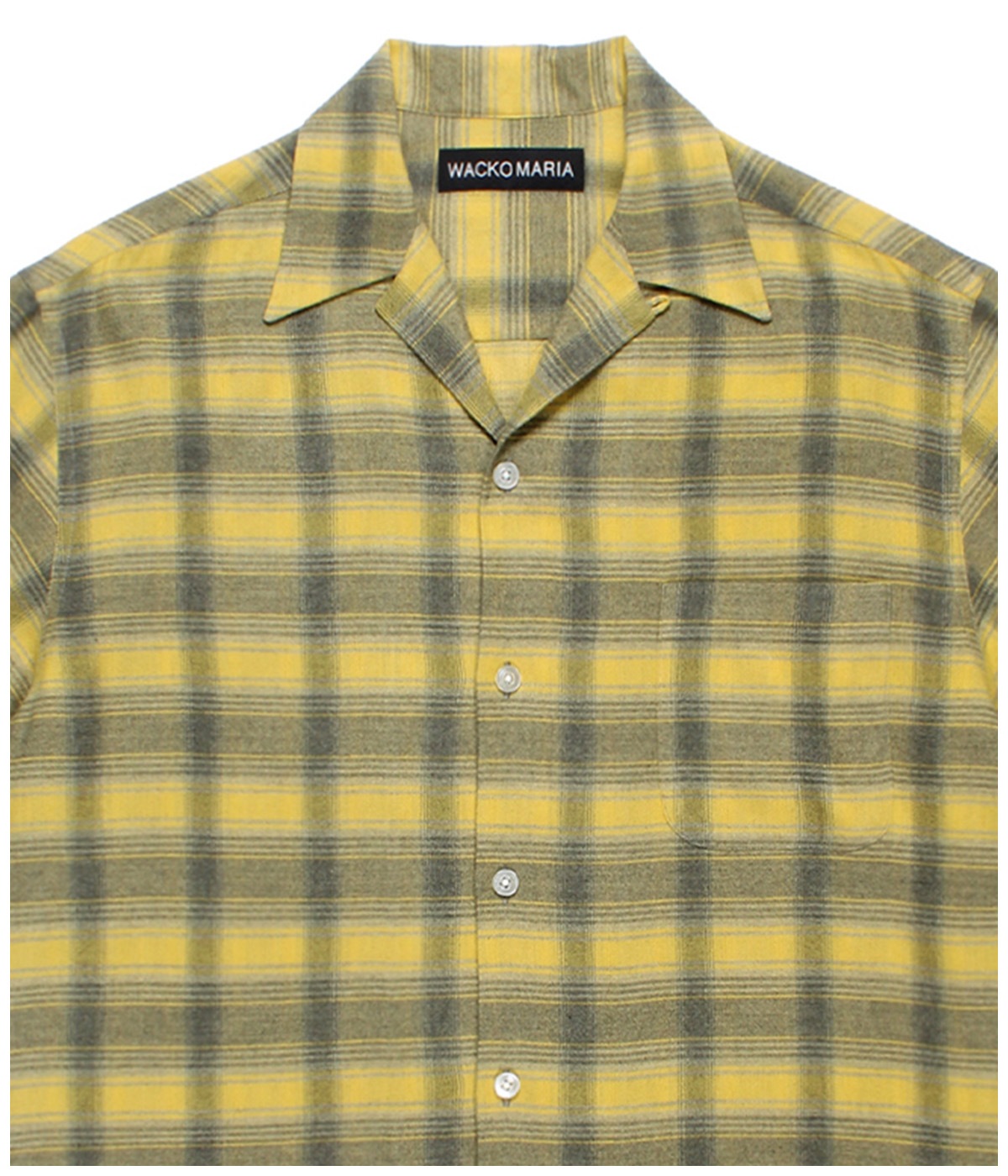 OMBRE CHECK OPEN COLLAR SHIRT (TYPE-2)【YELLOW】｜WACKO MARIA
